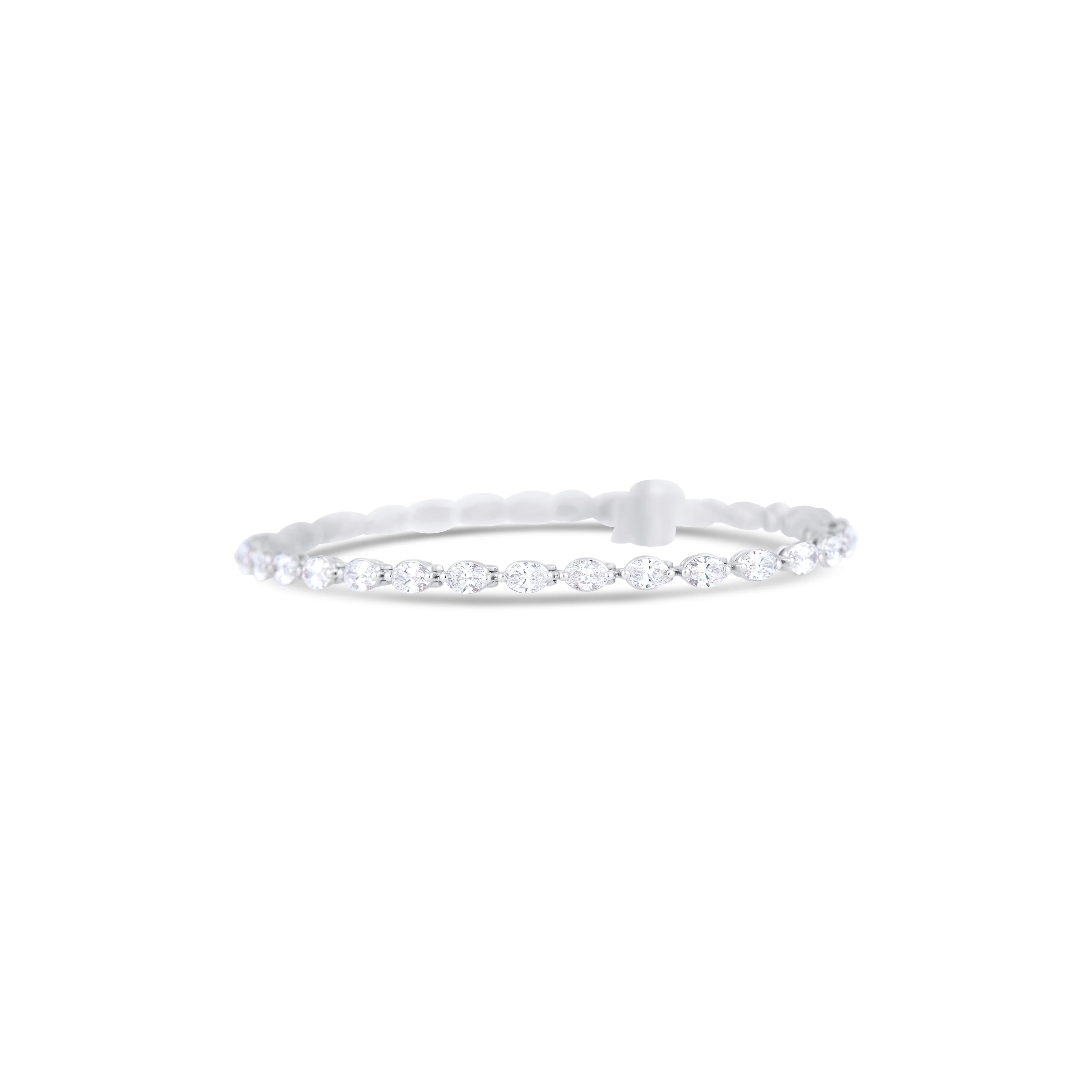 14K White Gold Oval Diamond Bracelet - Image 3