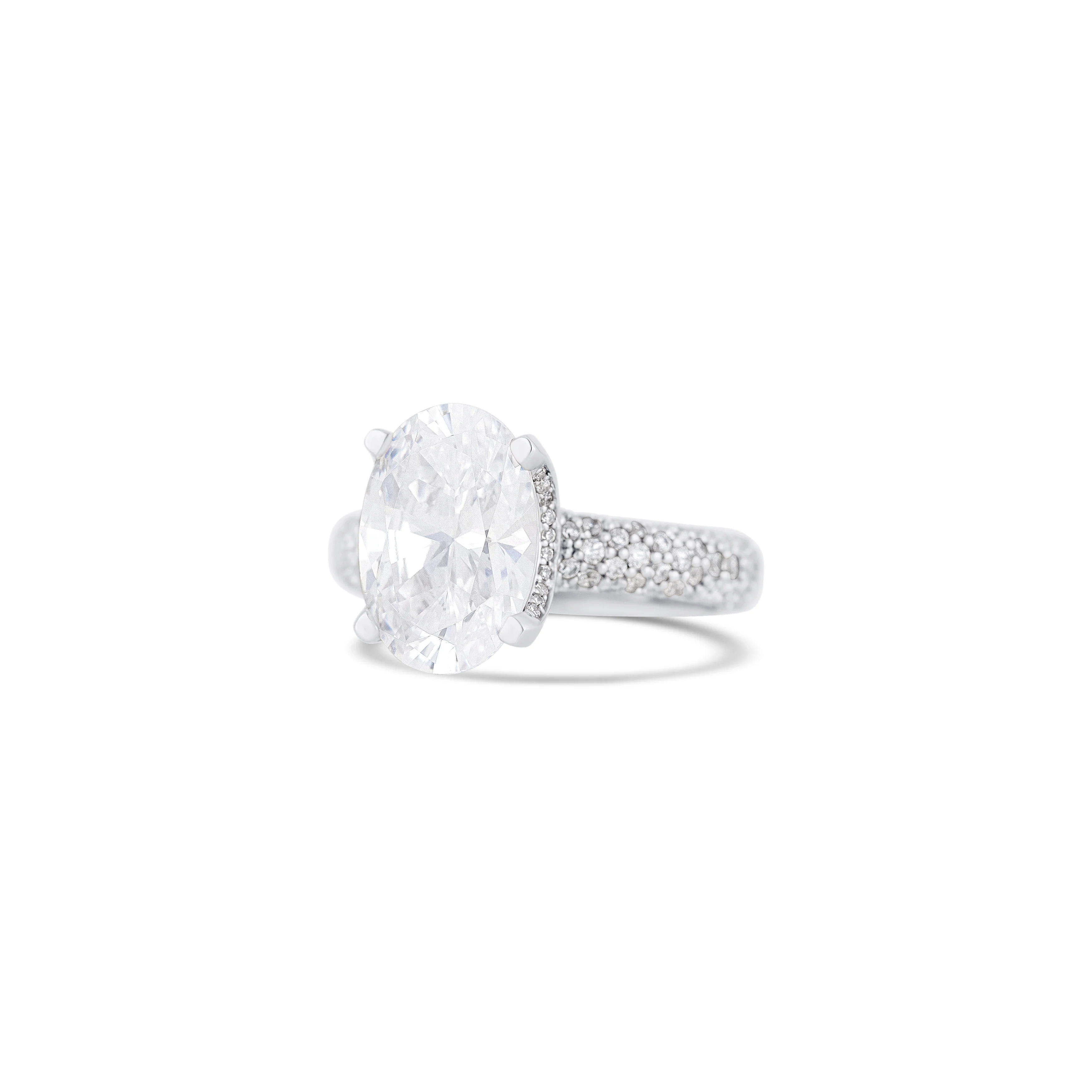 14K White Gold Pavé Diamond Engagement Ring Setting - Image 2