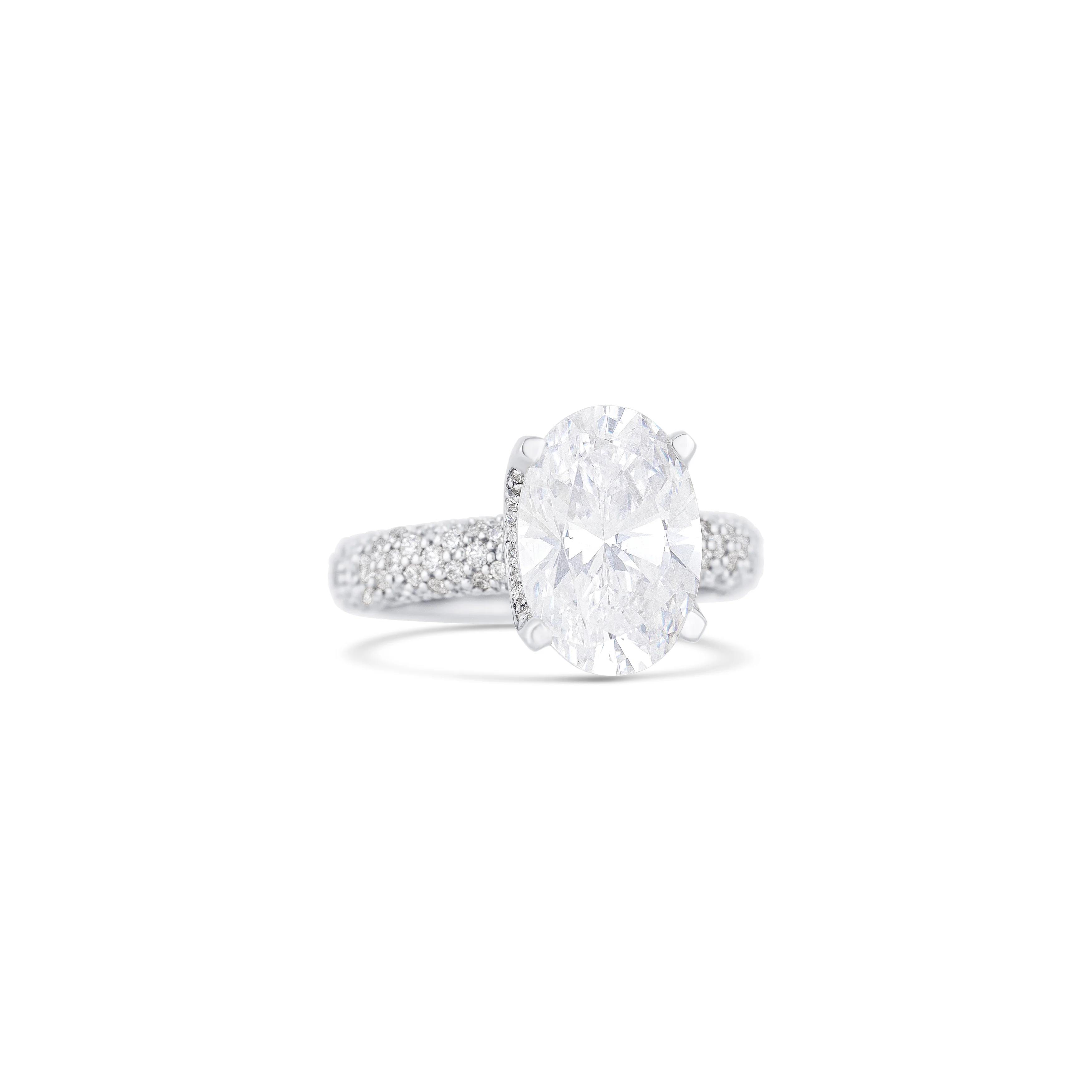 14K White Gold Pavé Diamond Engagement Ring Setting - Image 3