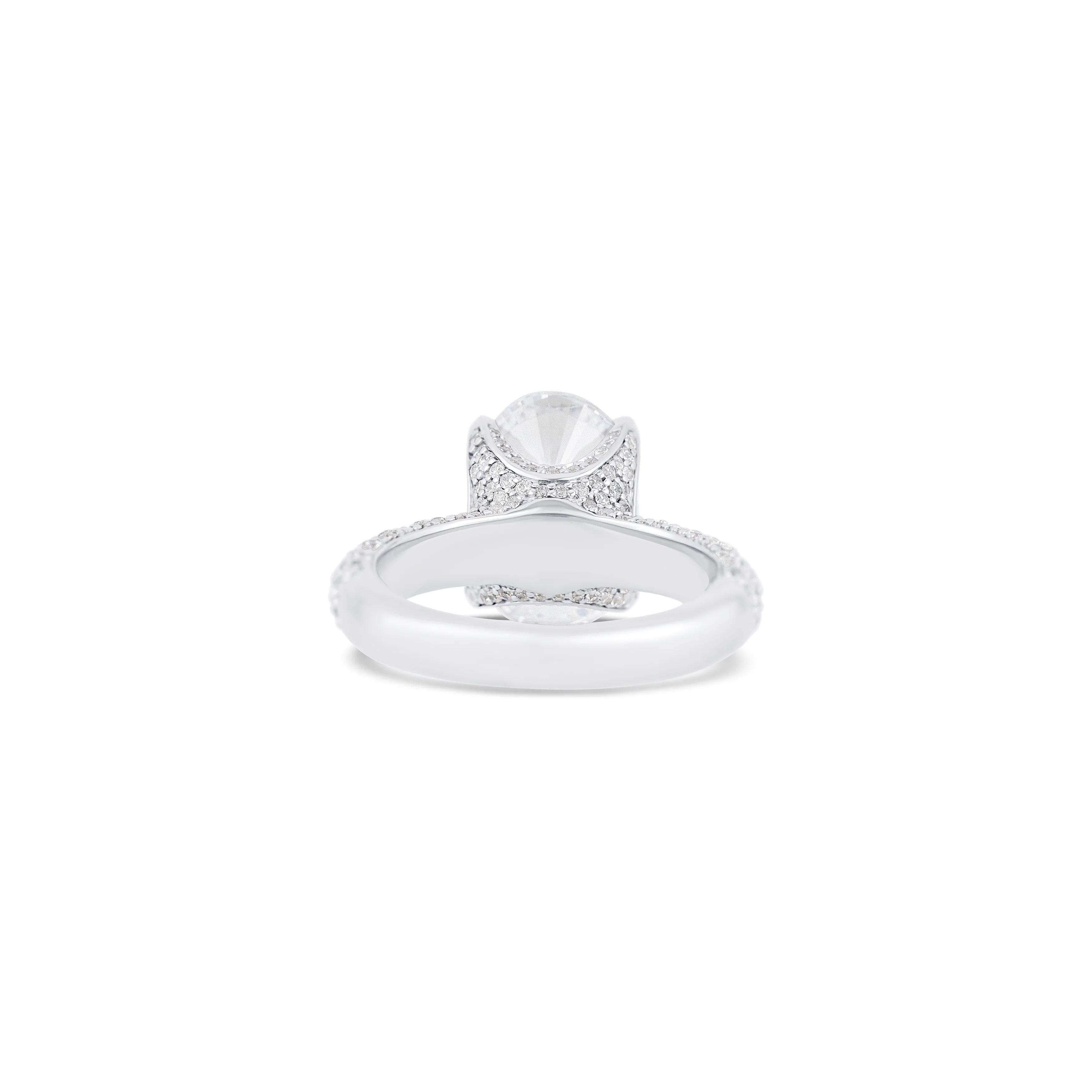 14K White Gold Pavé Diamond Engagement Ring Setting - Image 4