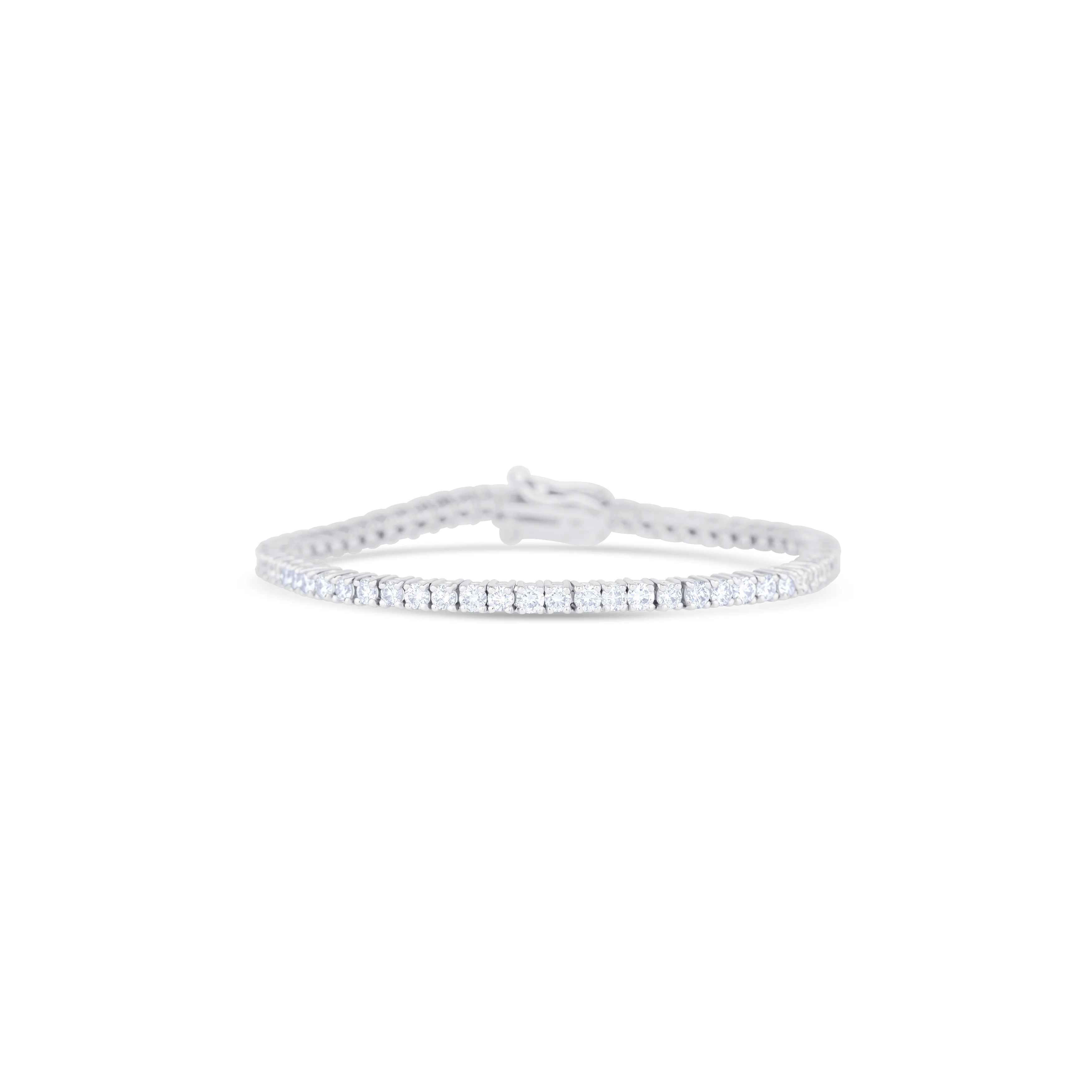 14K White Gold Prong Set Round Diamond Cut Tennis Bracelet