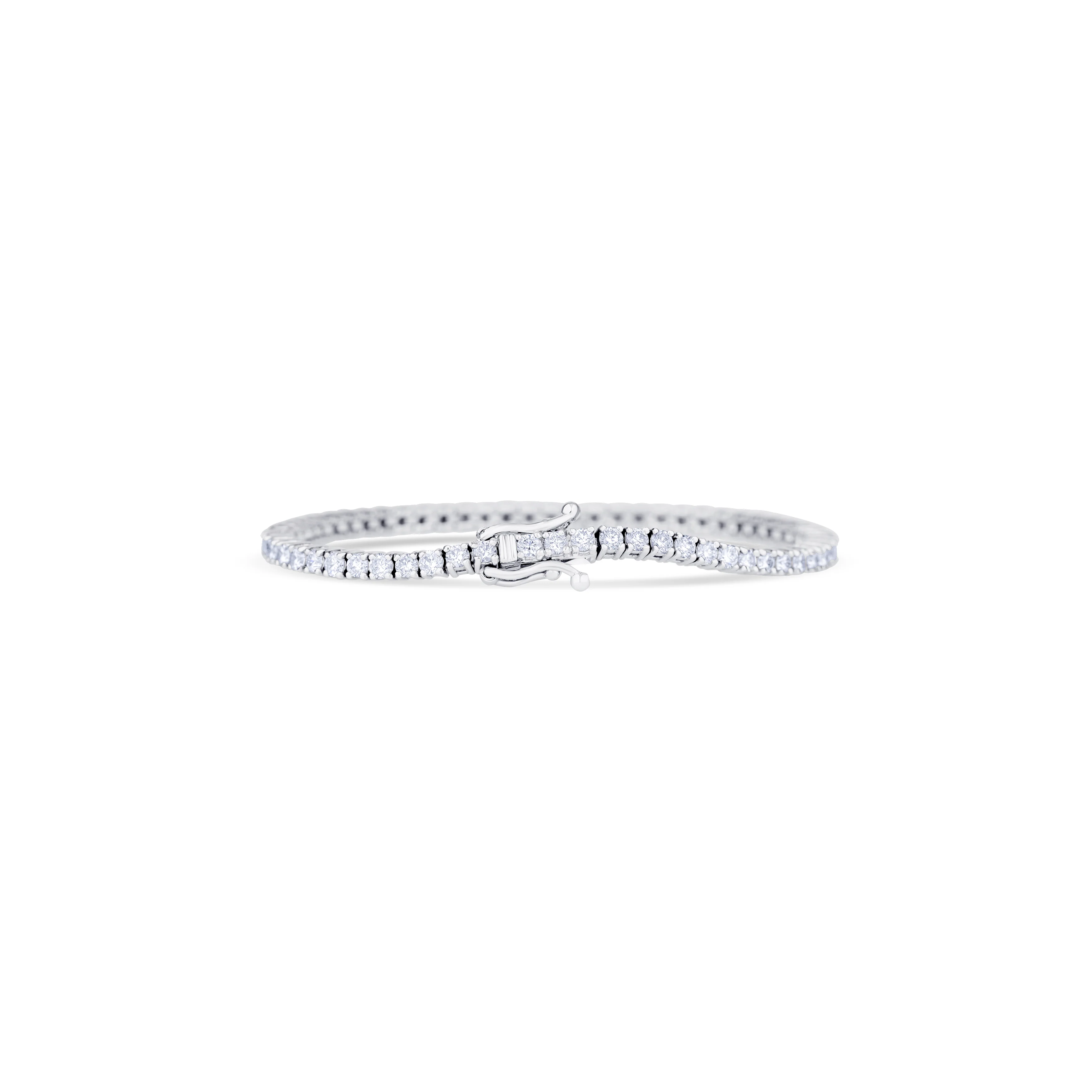 14K White Gold Prong Set Round Diamond Cut Tennis Bracelet - Image 4
