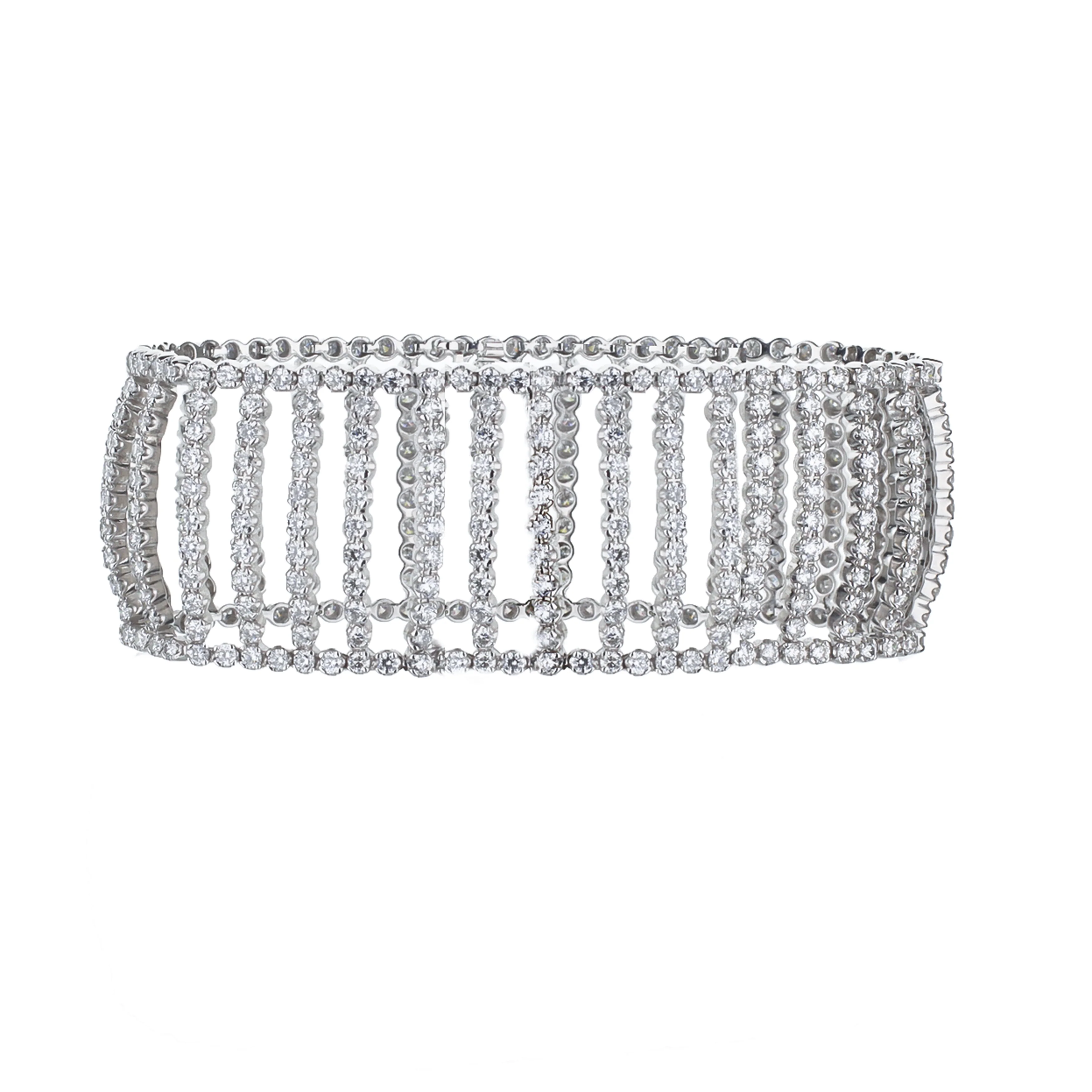 14K White Gold Prong Set Wide Bar Bracelet - Image 4