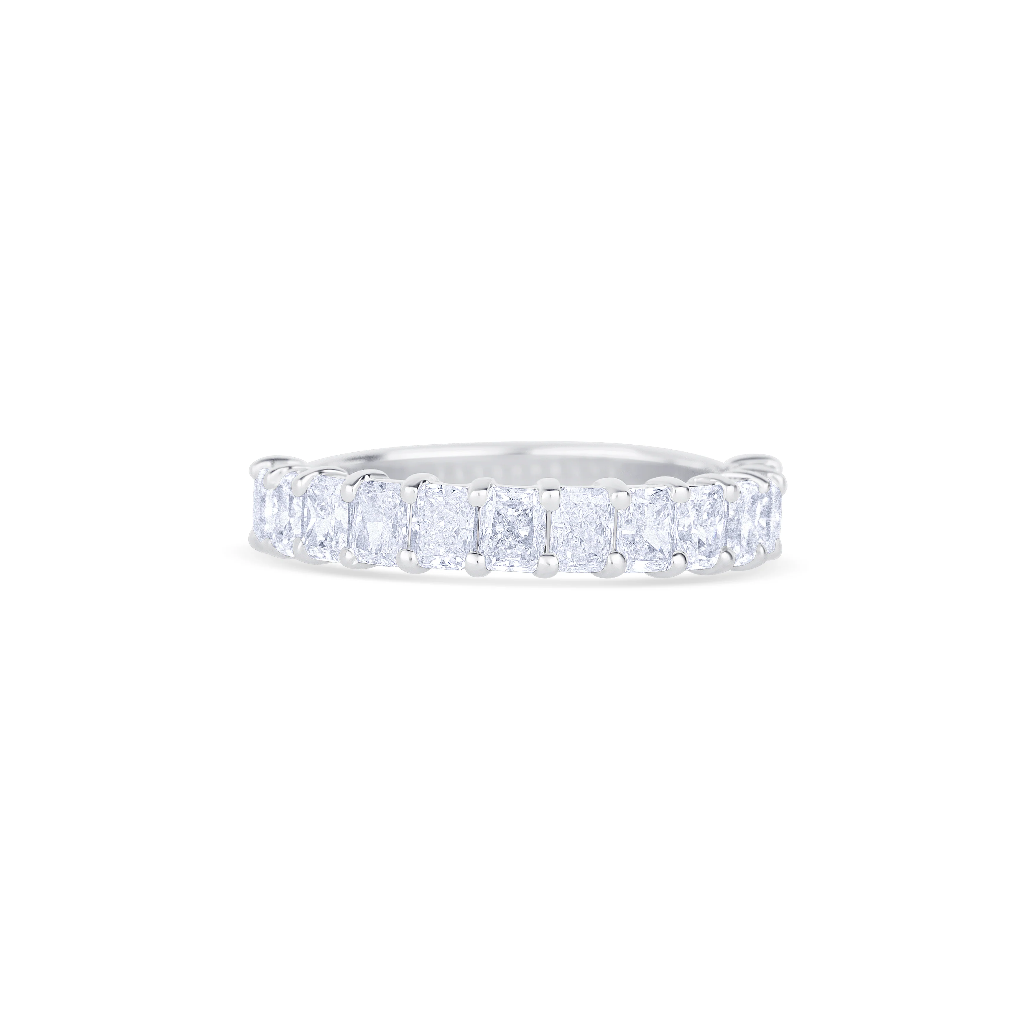 14K White Gold Radiant Cut Diamond Halfway Wedding Band