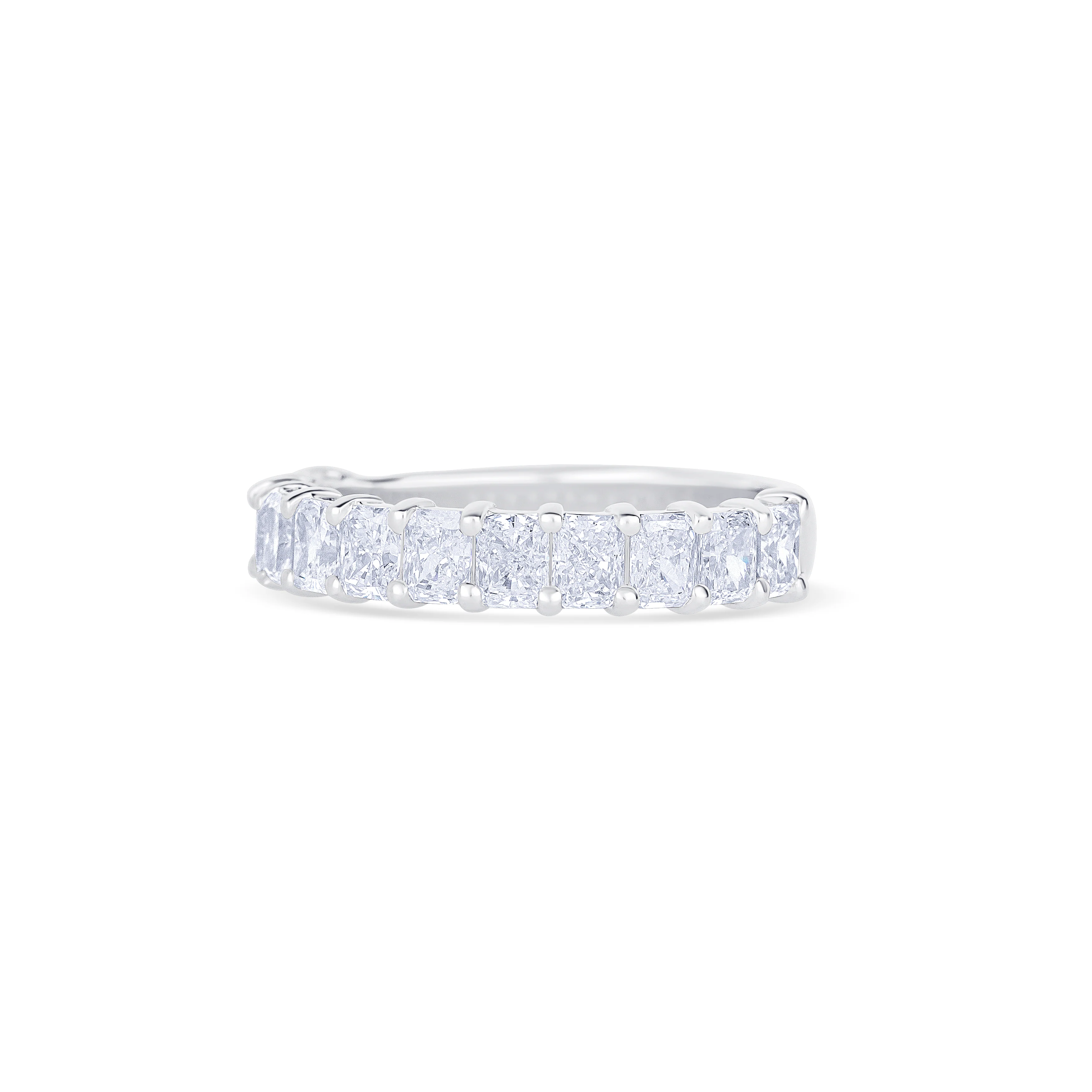 14K White Gold Radiant Cut Diamond Halfway Wedding Band - Image 2