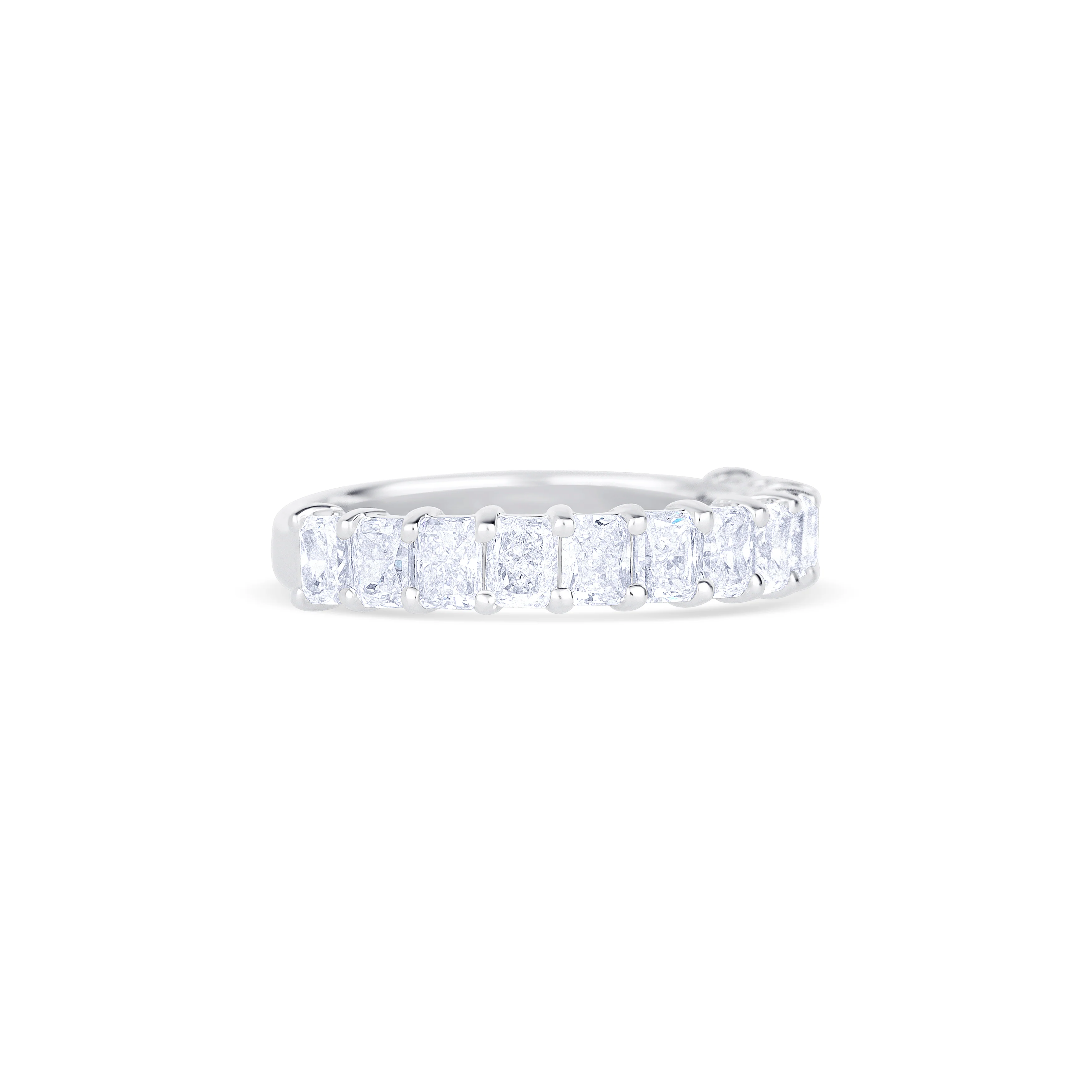 14K White Gold Radiant Cut Diamond Halfway Wedding Band - Image 3