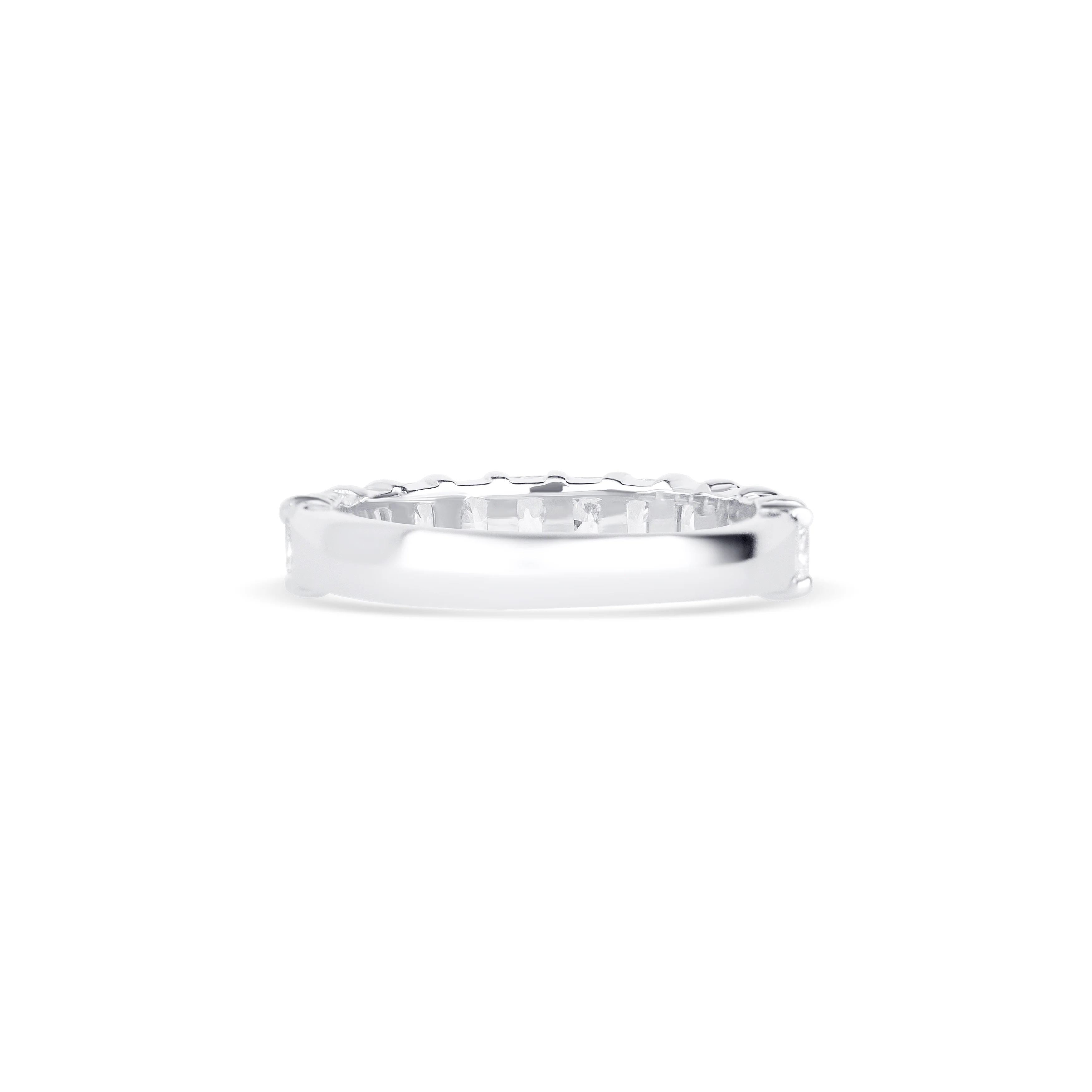 14K White Gold Radiant Cut Diamond Halfway Wedding Band - Image 4