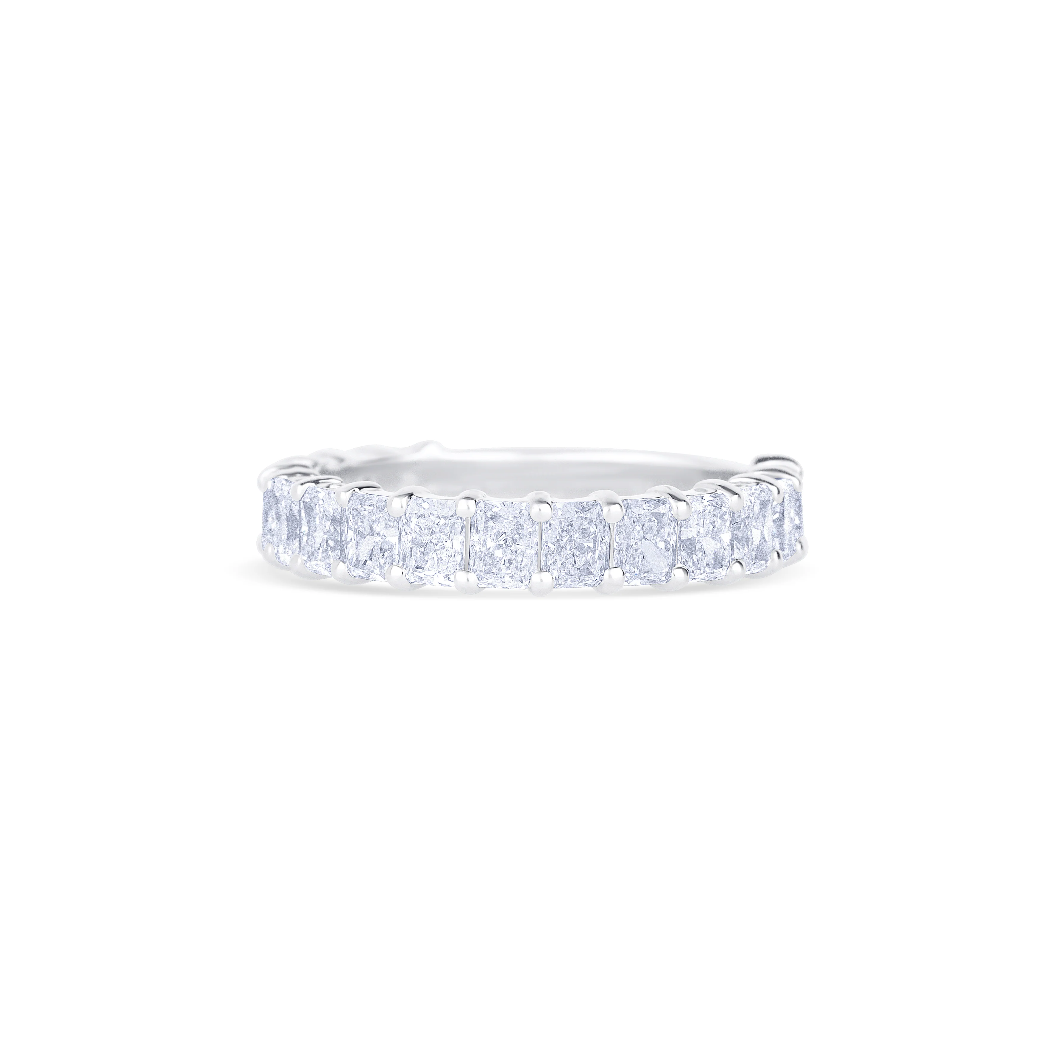 14K White Gold Radiant Cut Diamond Three Quarter Wedding Band - Image 2