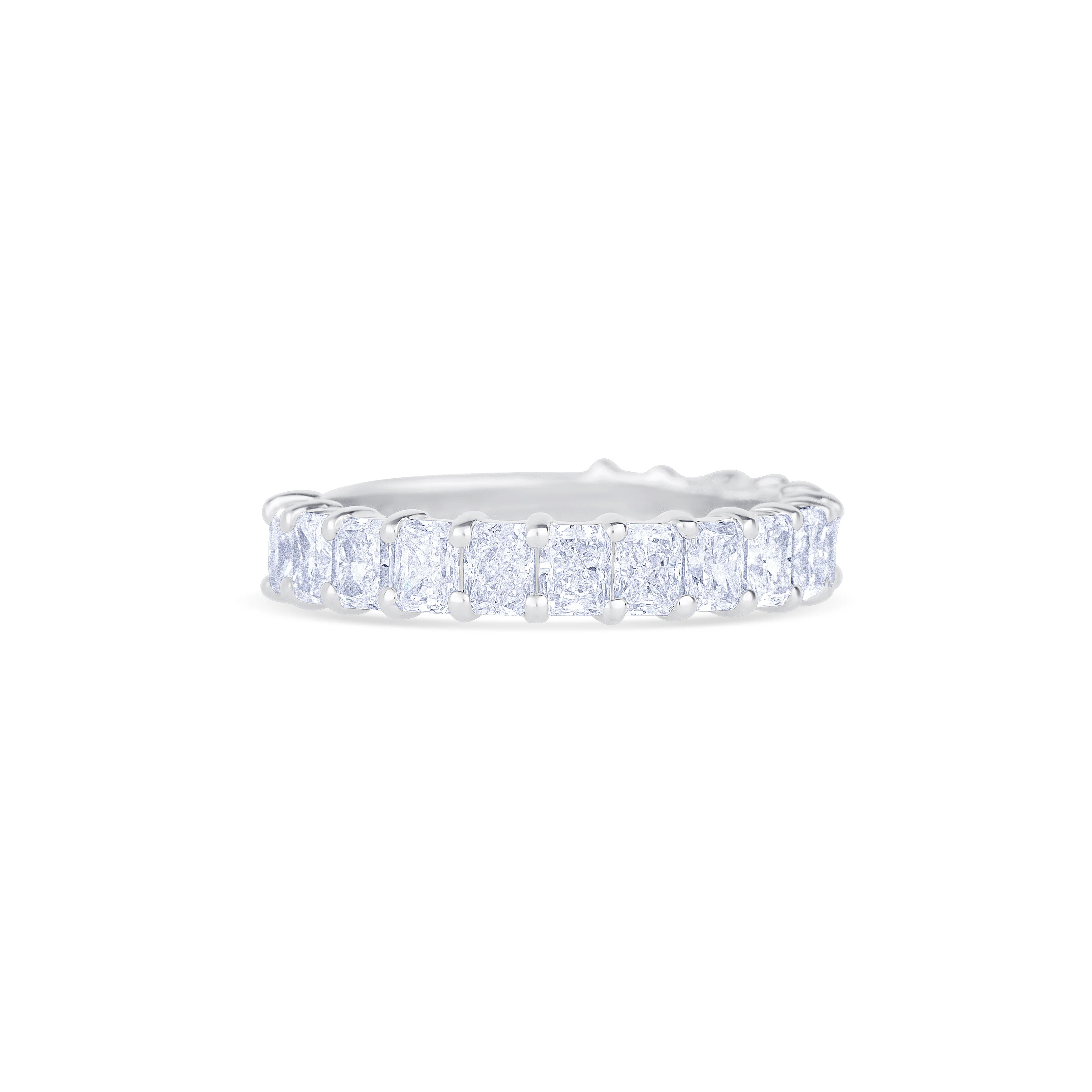 14K White Gold Radiant Cut Diamond Three Quarter Wedding Band - Image 3