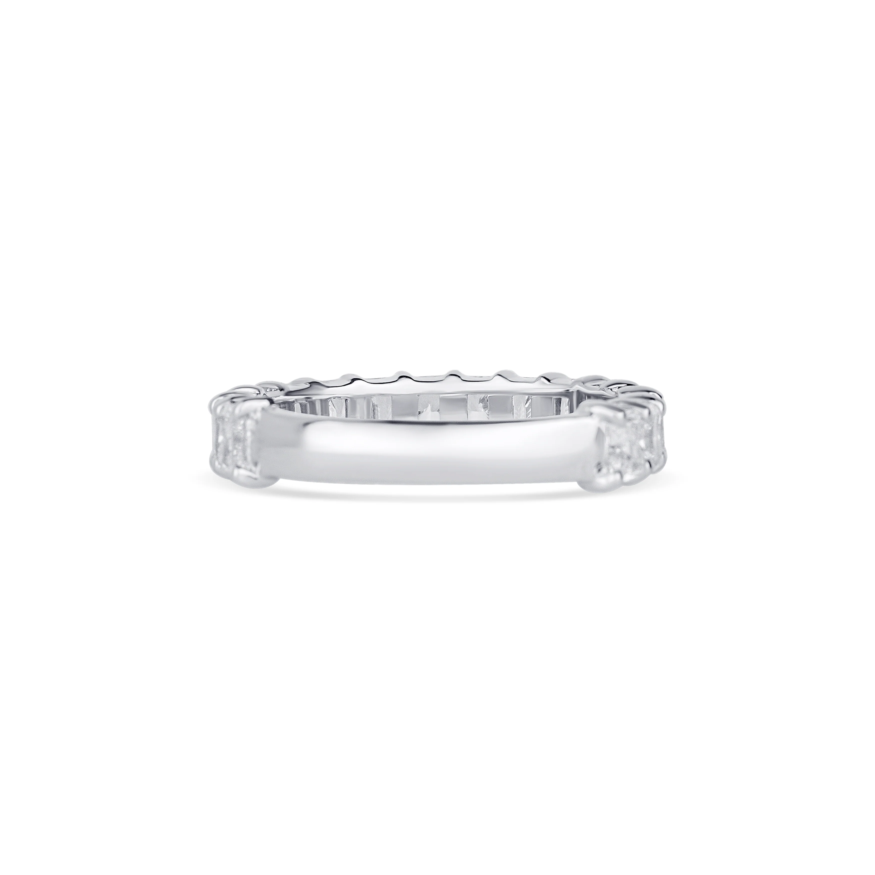 14K White Gold Radiant Cut Diamond Three Quarter Wedding Band - Image 4