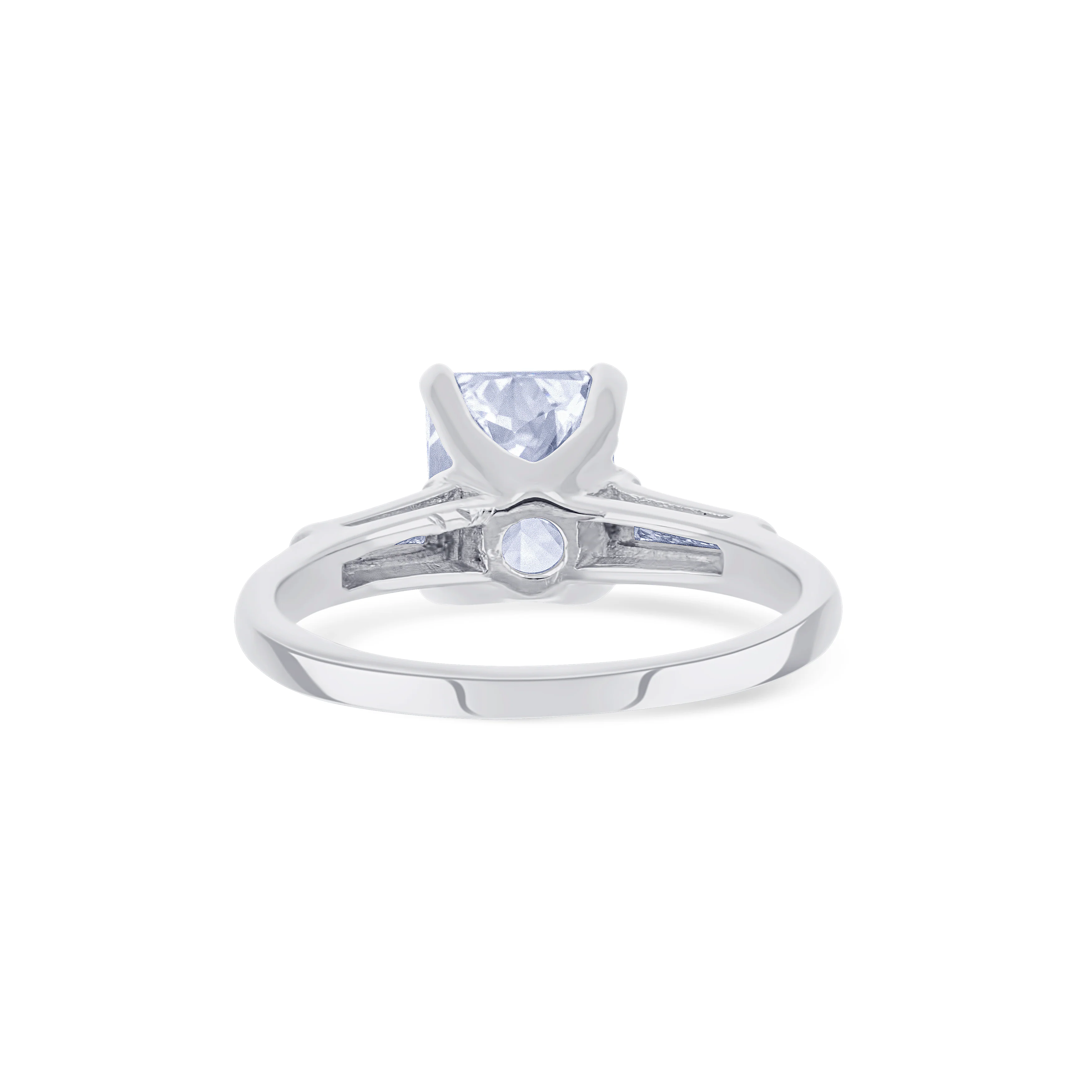 14K White Gold Radiant Cut Engagement Ring with Tapered Baguettes - Image 4