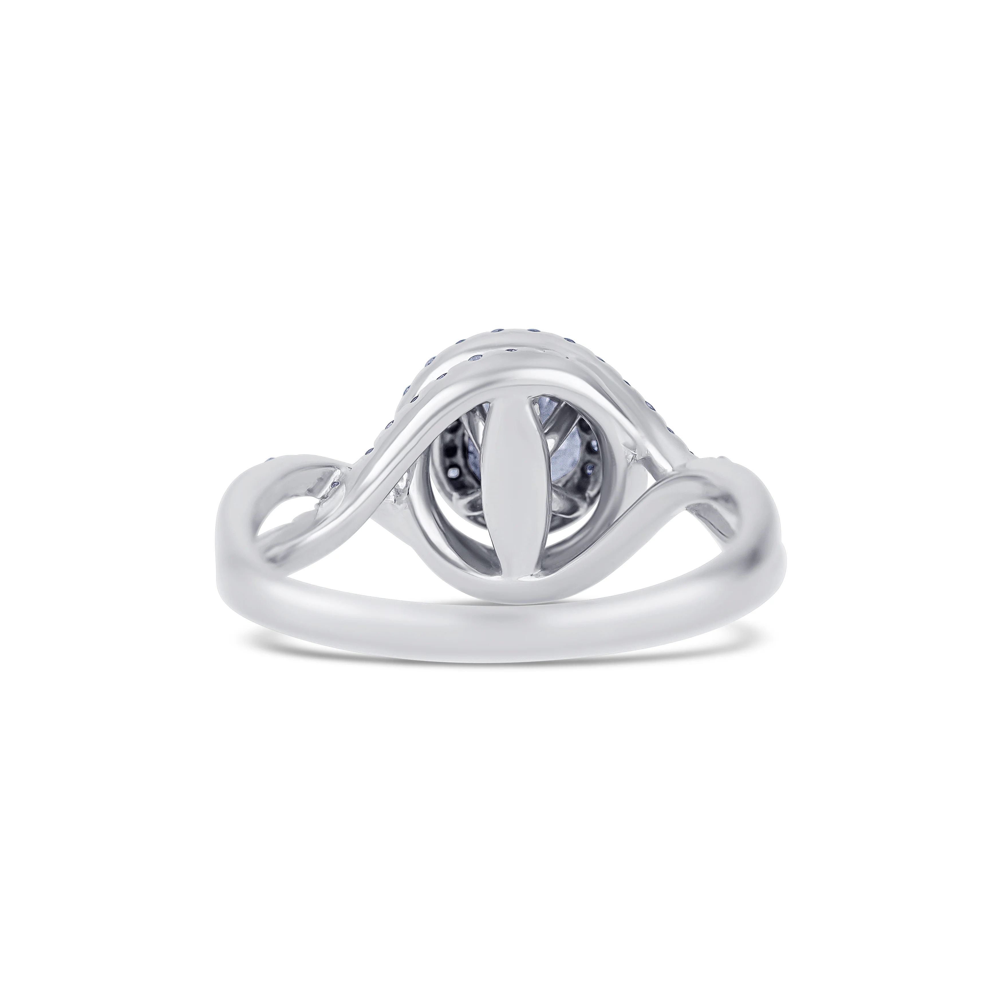 14K White Gold Round Center Diamond with Halo Engagement Ring - Image 4