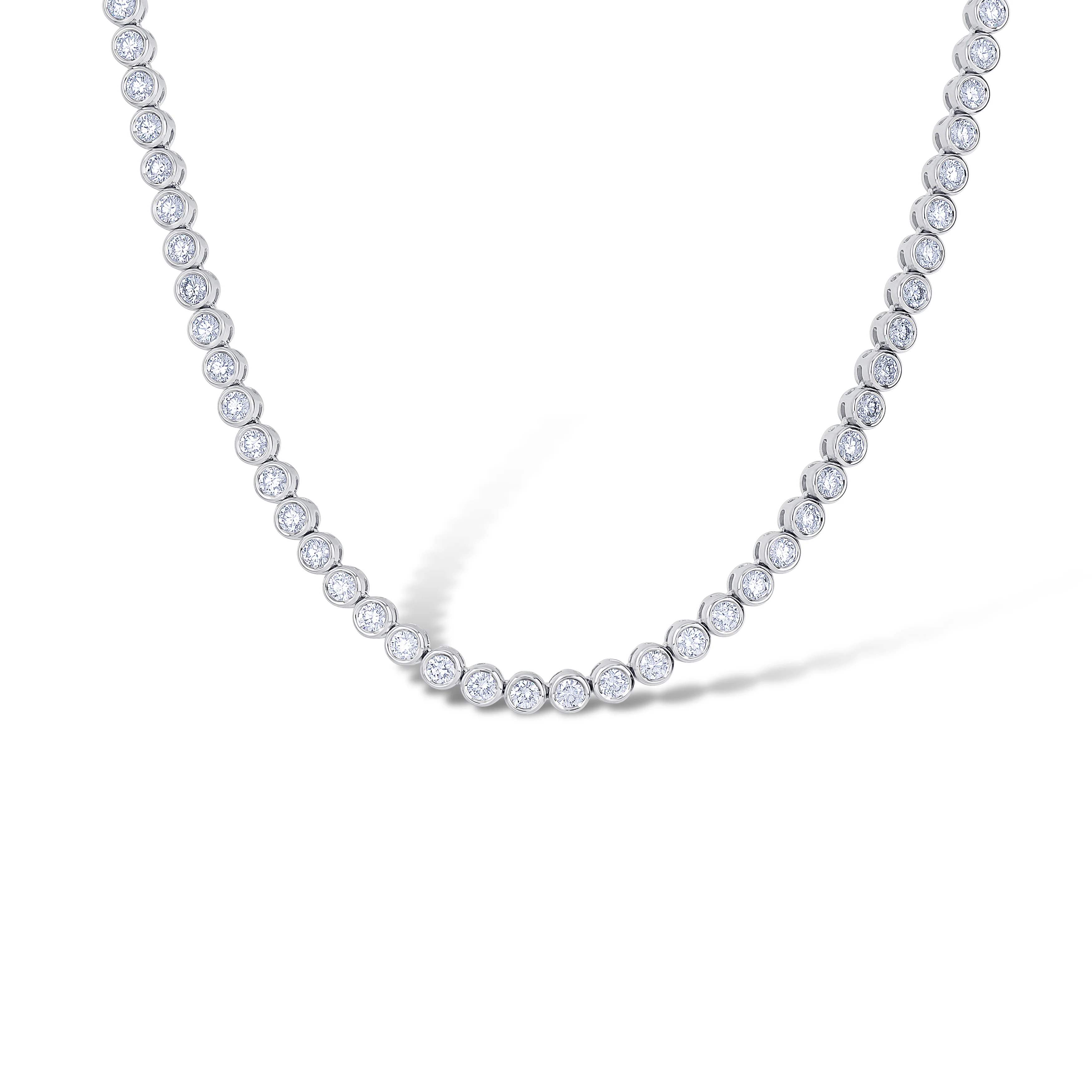 14K White Gold Round Cut Diamond Bezel Set Necklace - Image 2