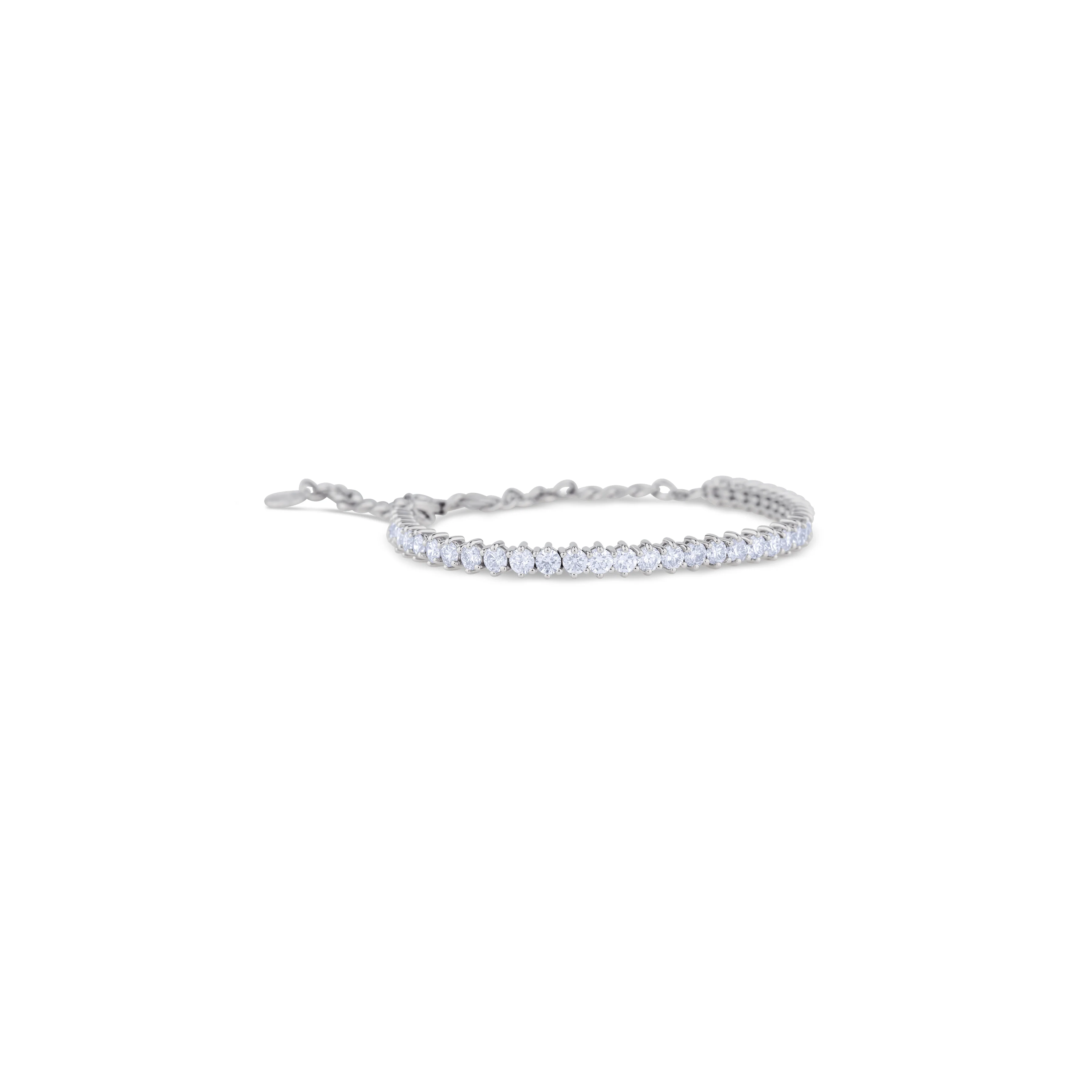 14K White Gold Round Cut Diamond Choker Tennis Bracelet - Image 3