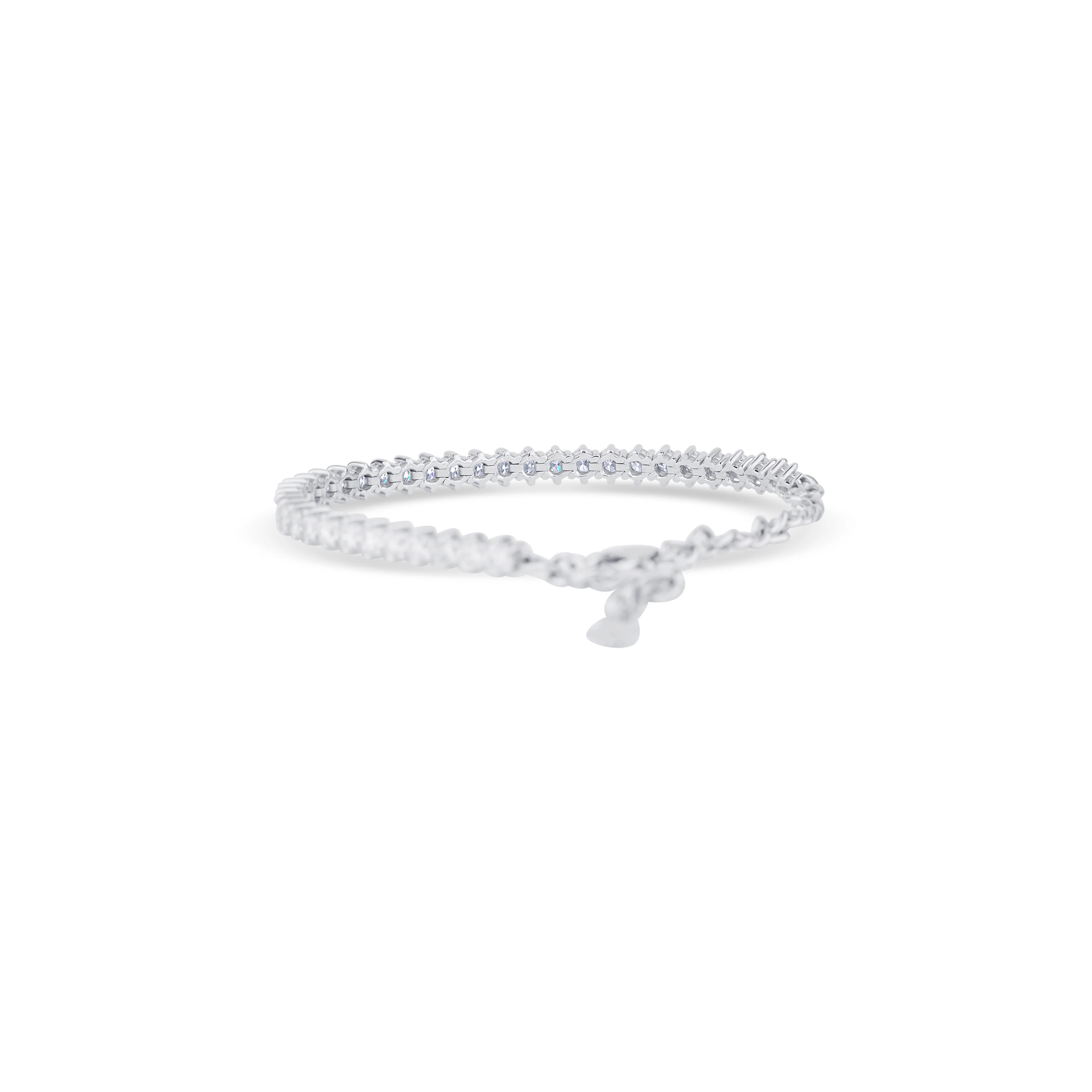 14K White Gold Round Cut Diamond Choker Tennis Bracelet - Image 4
