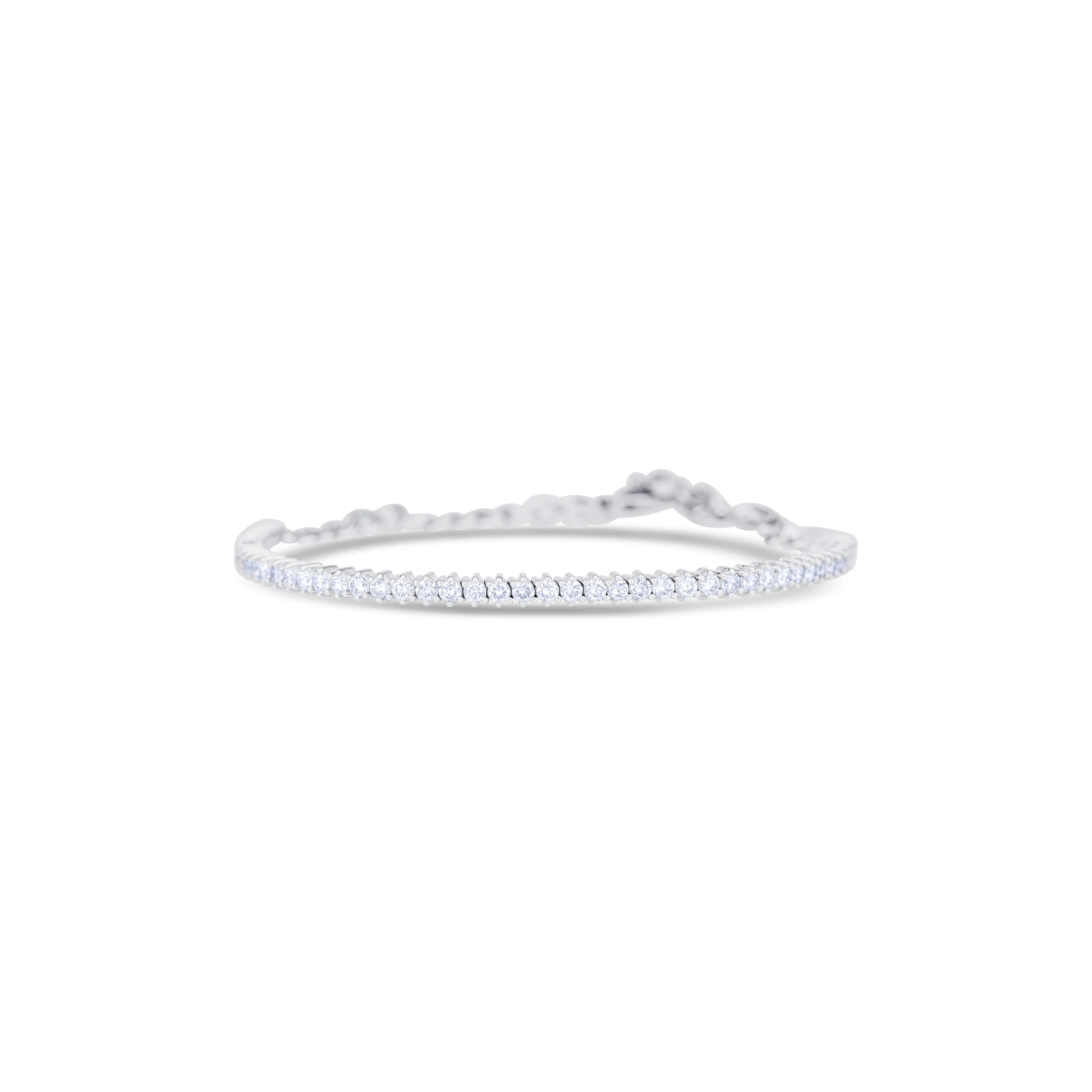 14K White Gold Round Cut Diamond Choker Tennis Bracelet - Image 2
