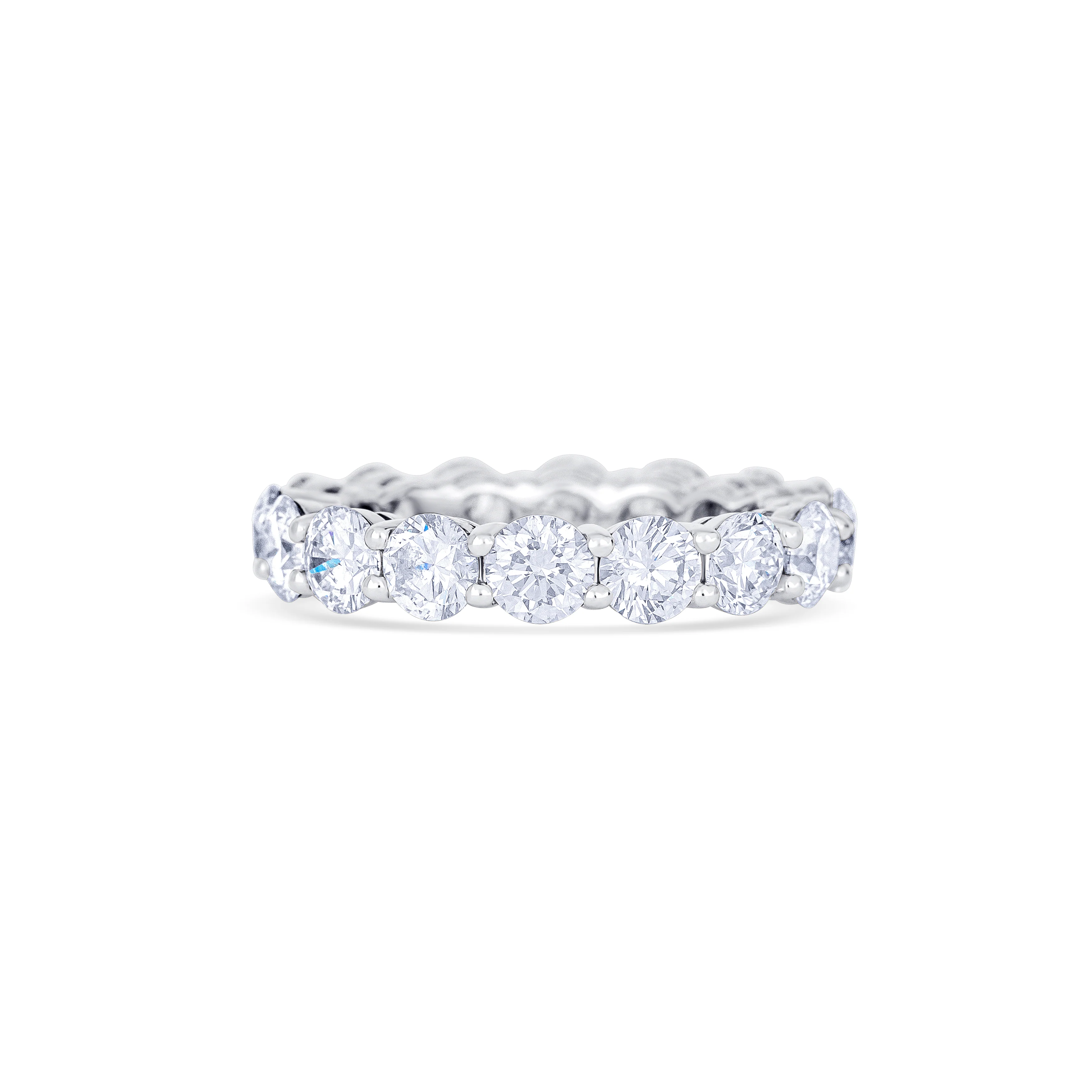 14K White Gold Round Cut Diamond Eternity Wedding Band