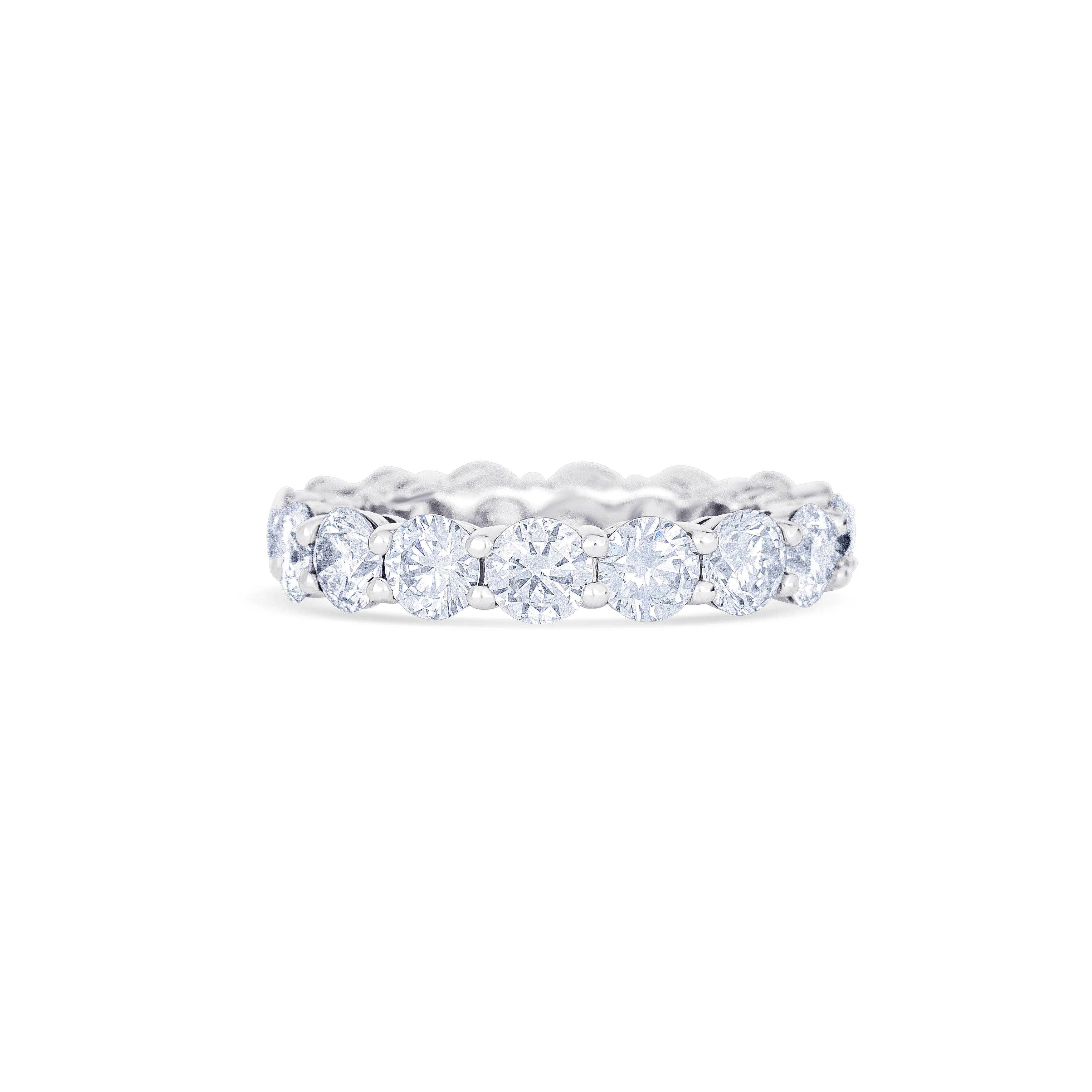 14K White Gold Round Cut Diamond Eternity Wedding Band - Image 2