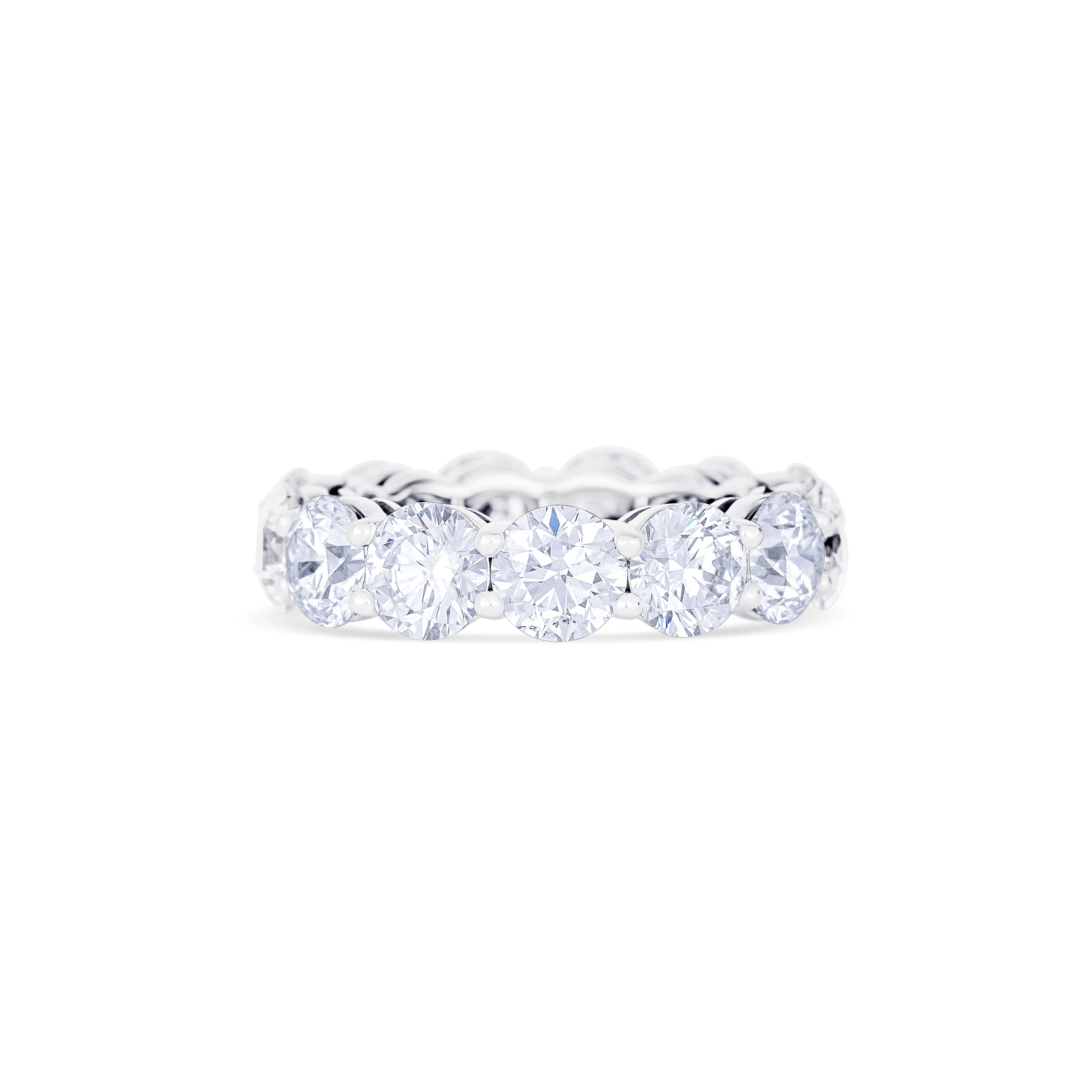 14K White Gold Round Cut Diamond Eternity Wedding Band - Image 2