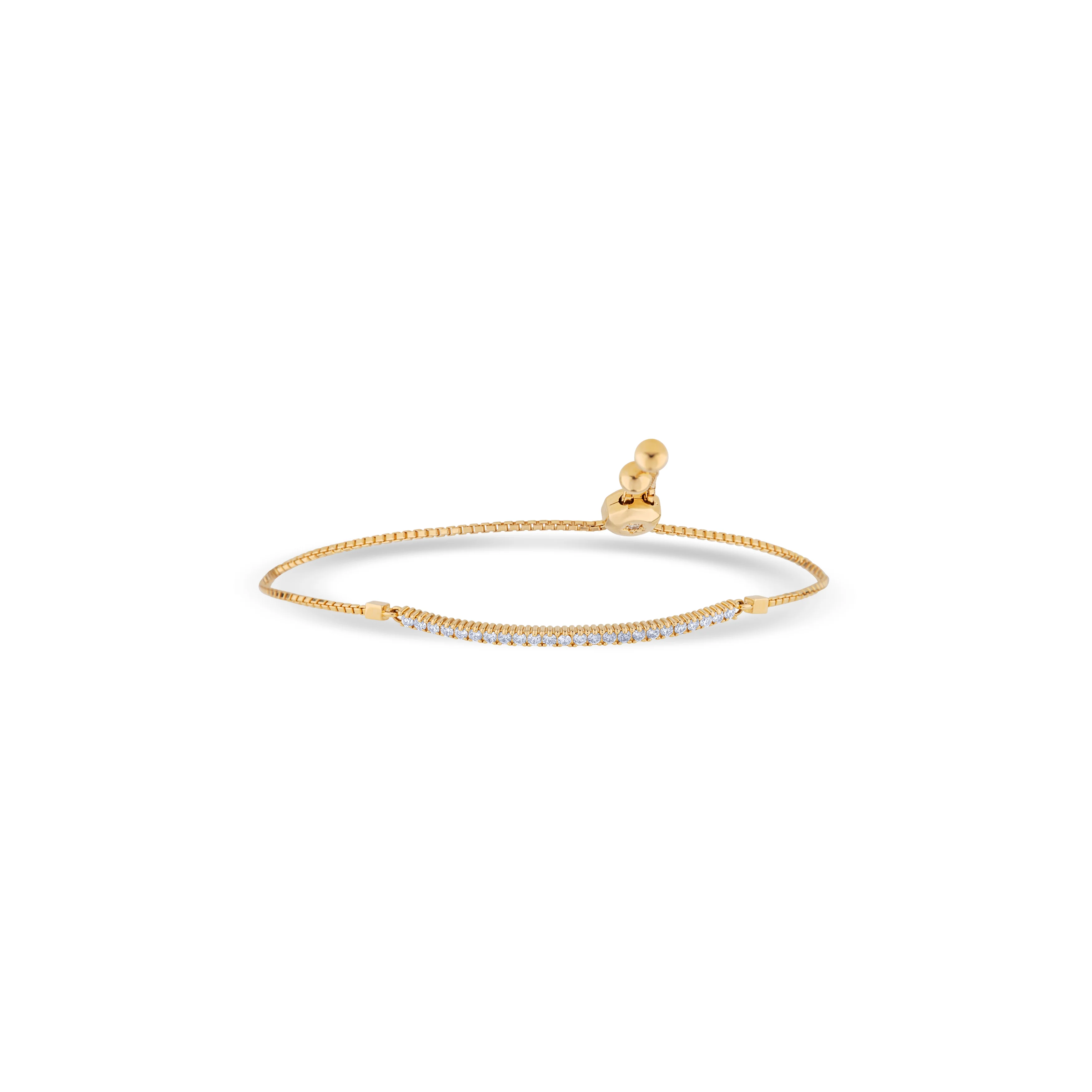 14K White Gold Round Cut Diamond Line Design Adjustable Bracelet