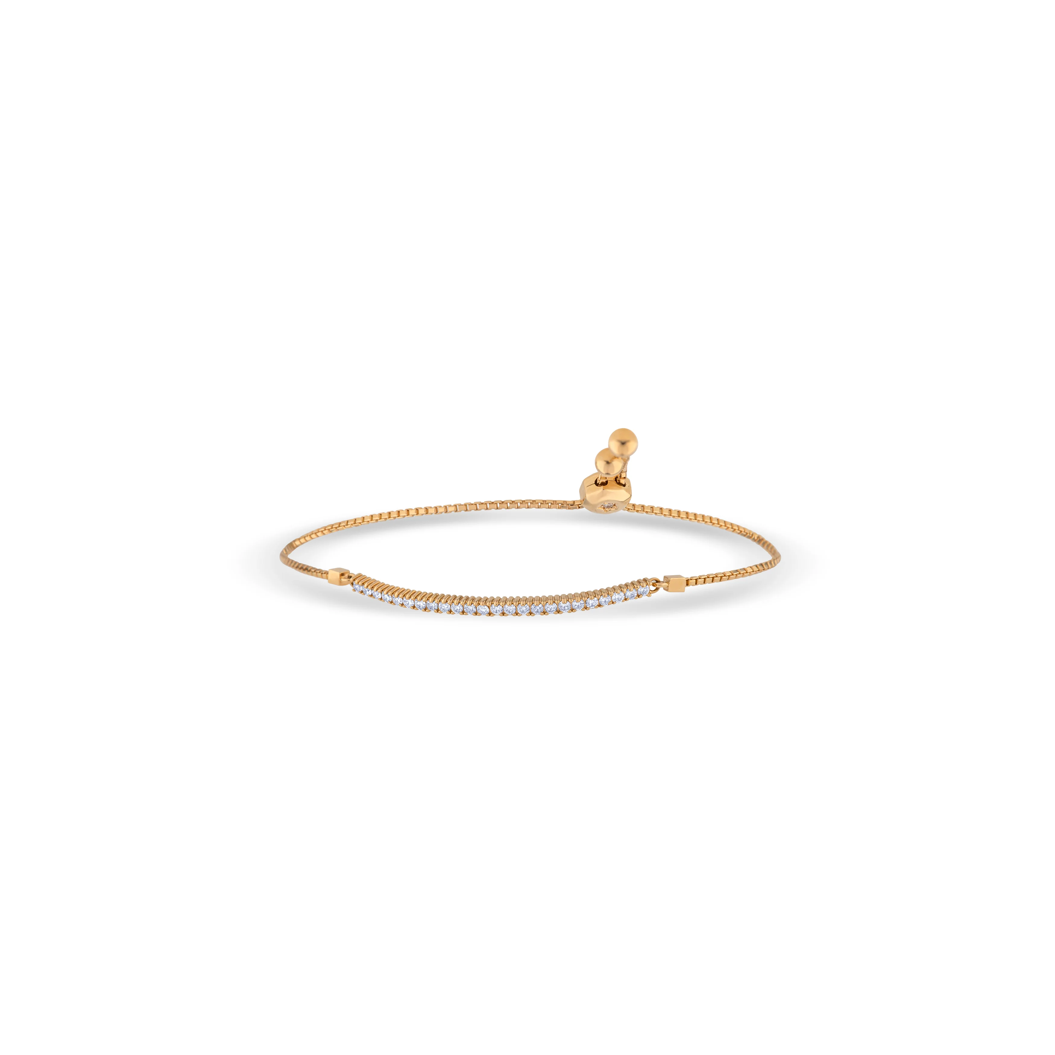 14K White Gold Round Cut Diamond Line Design Adjustable Bracelet - Image 2