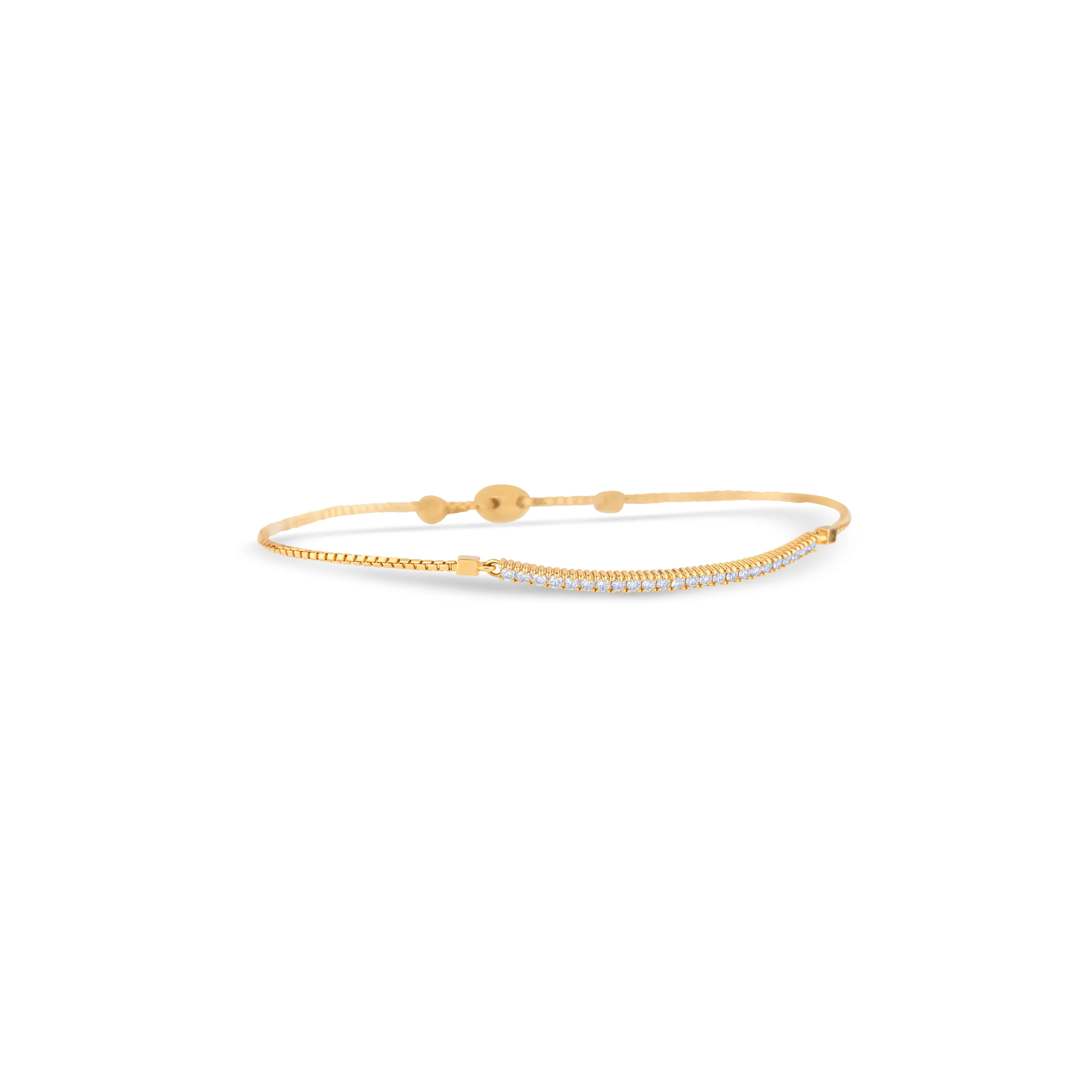 14K White Gold Round Cut Diamond Line Design Adjustable Bracelet - Image 3