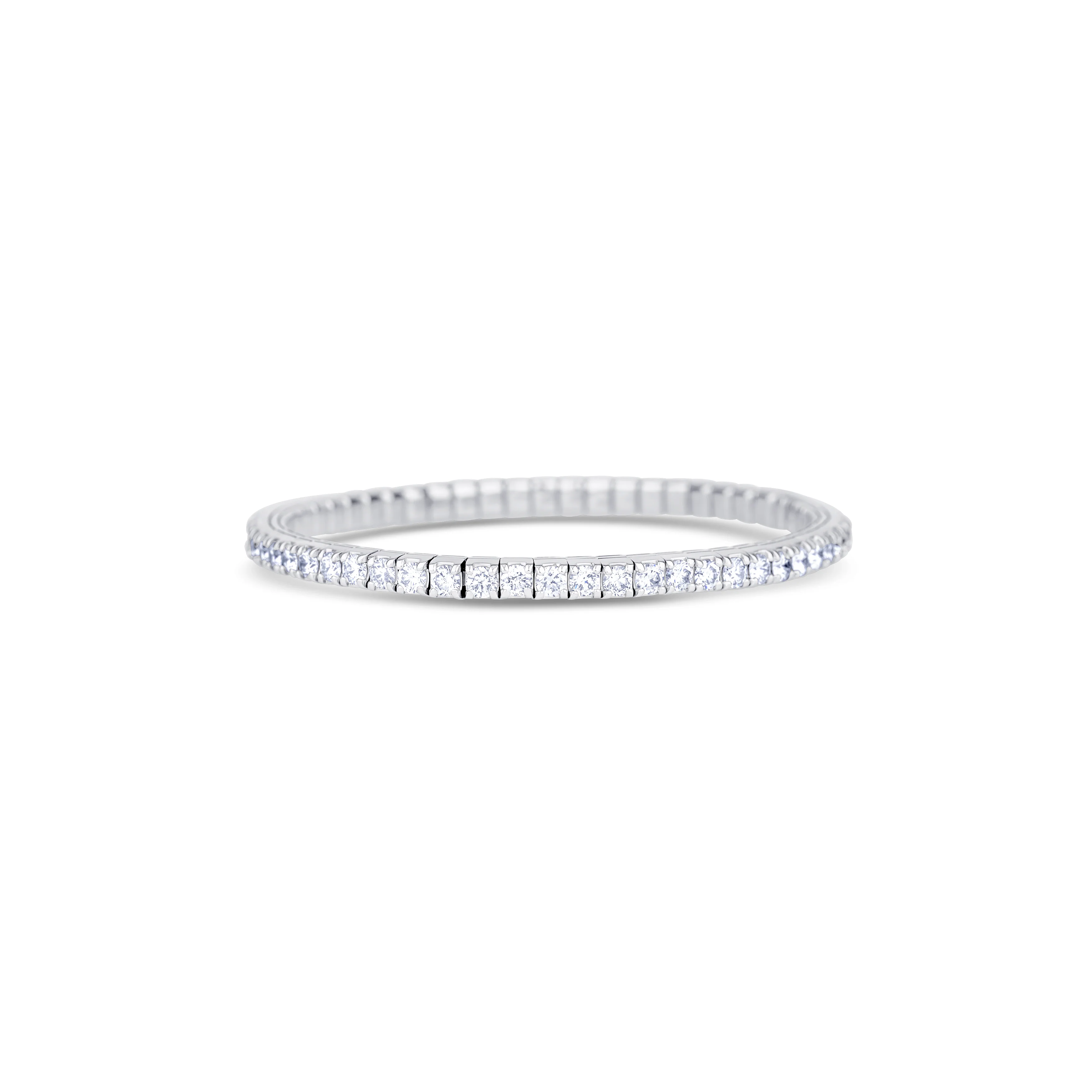 14K White Gold Round Cut Diamond Stretch Bracelet - Image 2