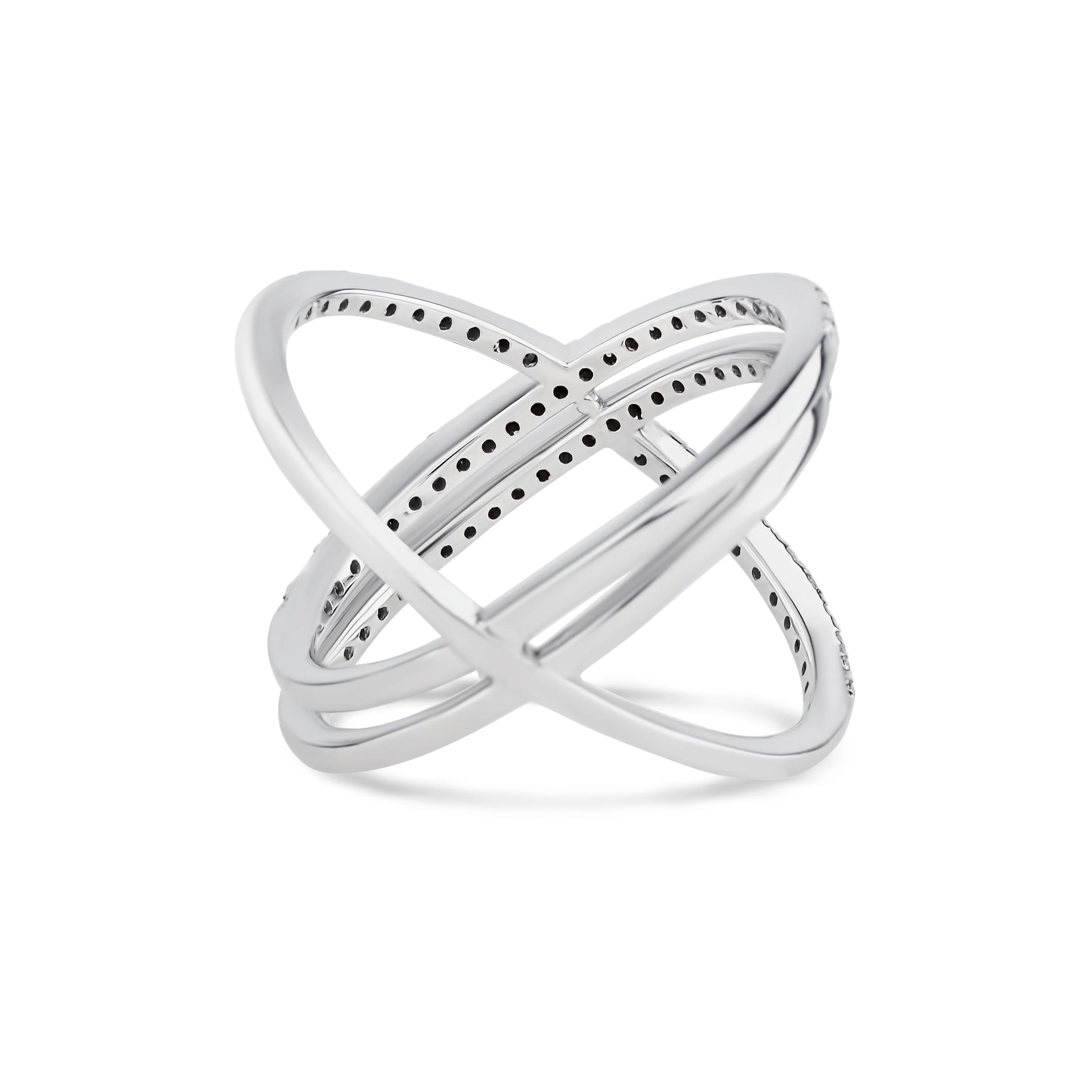 14K White Gold Round Cut Diamonds in a Single and Double Row Ring - Image 4