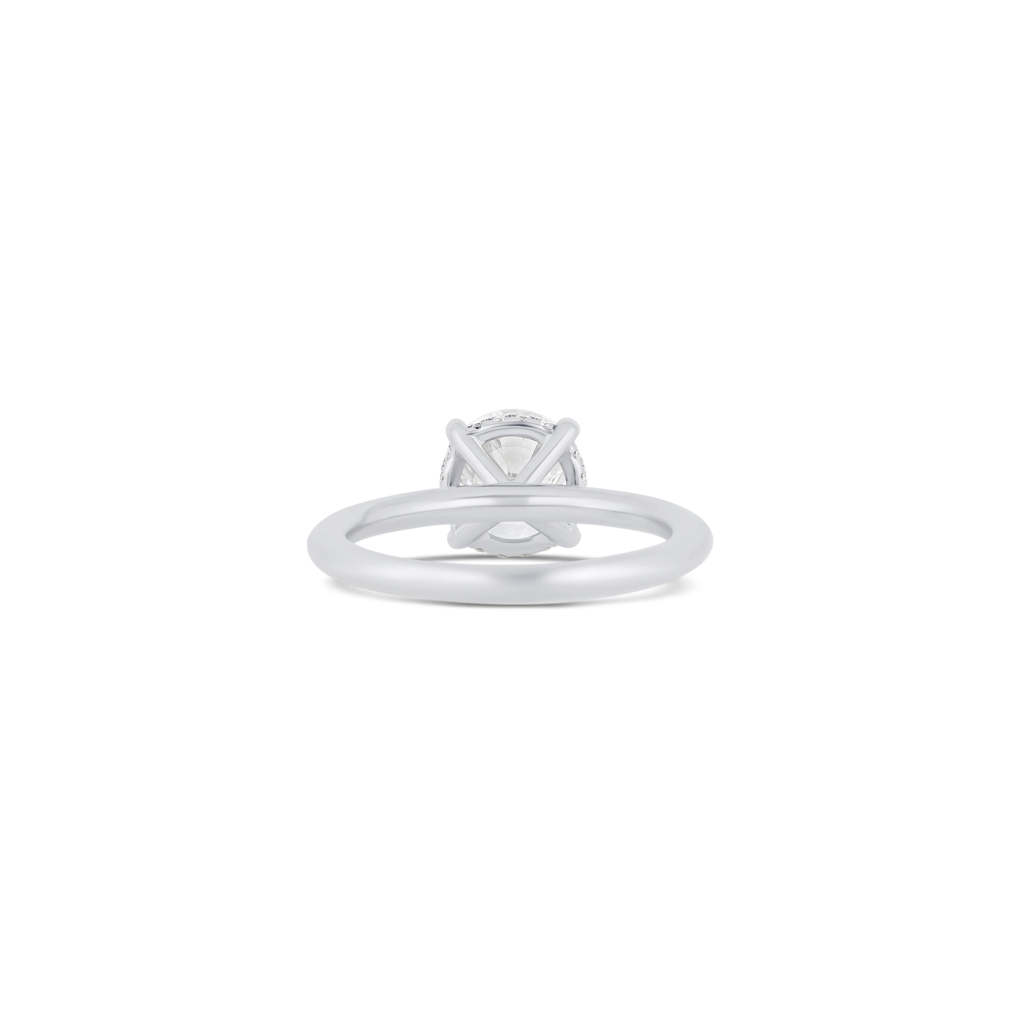 14K White Gold Round Diamond and Hidden Halo Diamond Accent Engagement Ring - Image 4
