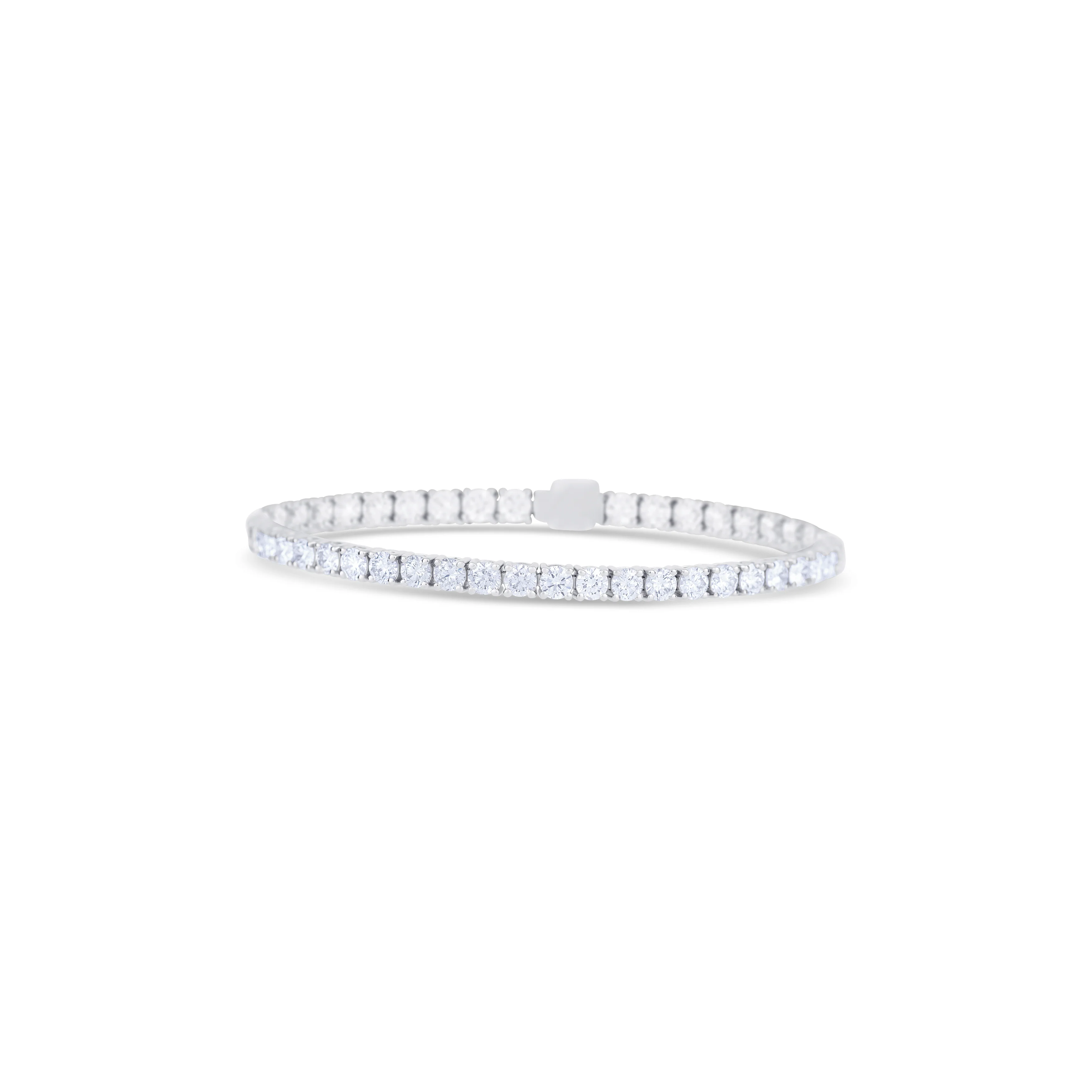 14K White Gold Round Diamond Bangle Bracelet - Image 2