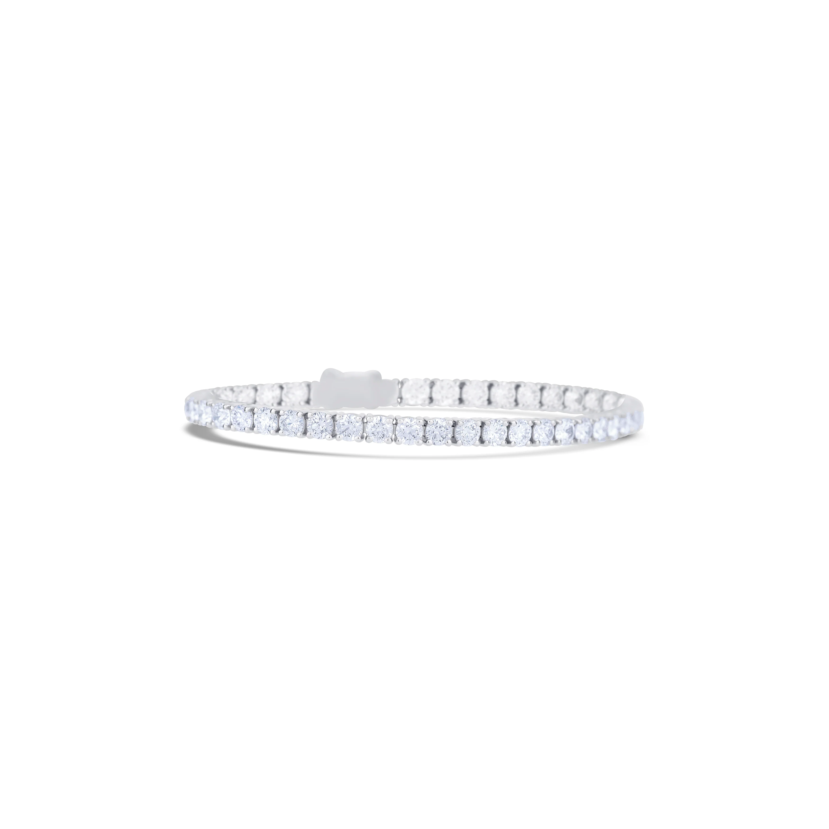 14K White Gold Round Diamond Bangle Bracelet - Image 3