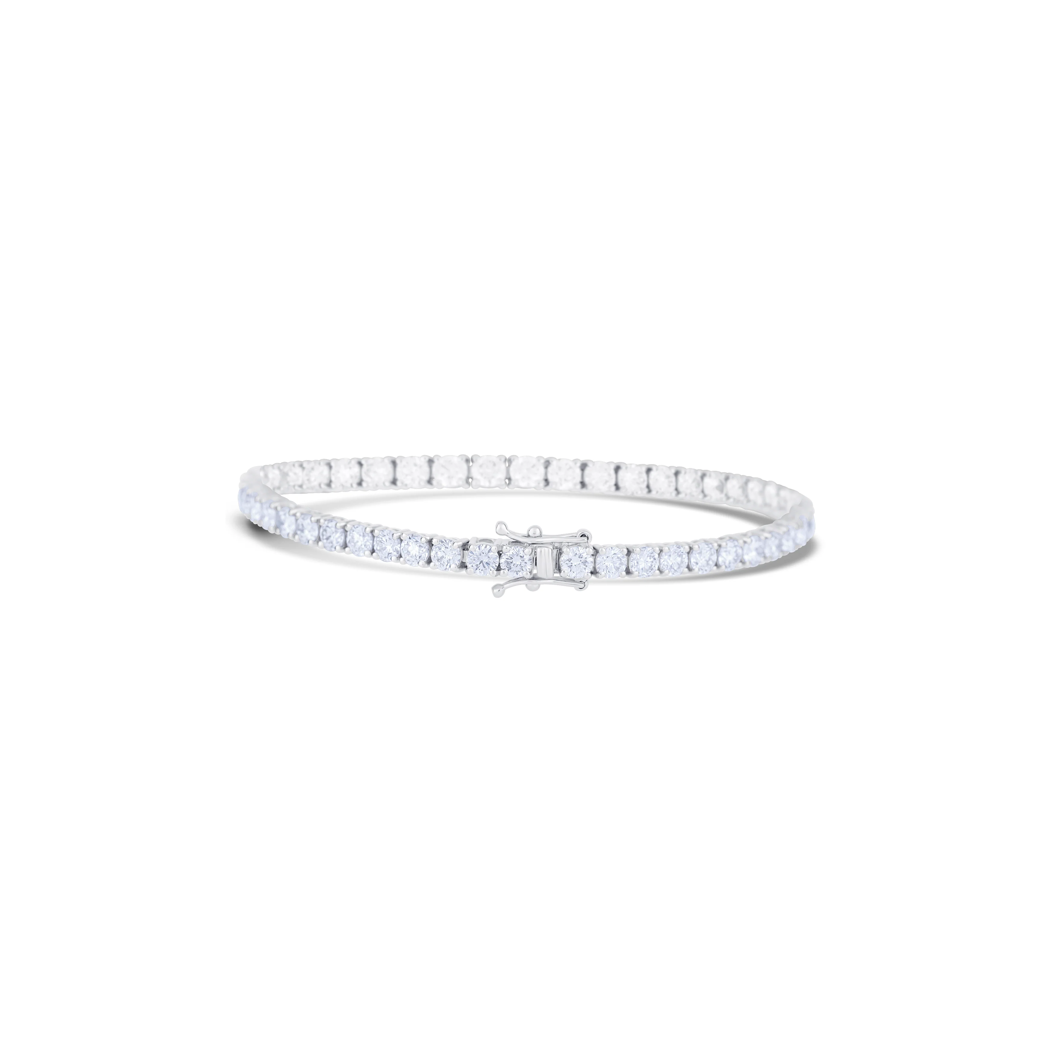 14K White Gold Round Diamond Bangle Bracelet - Image 4