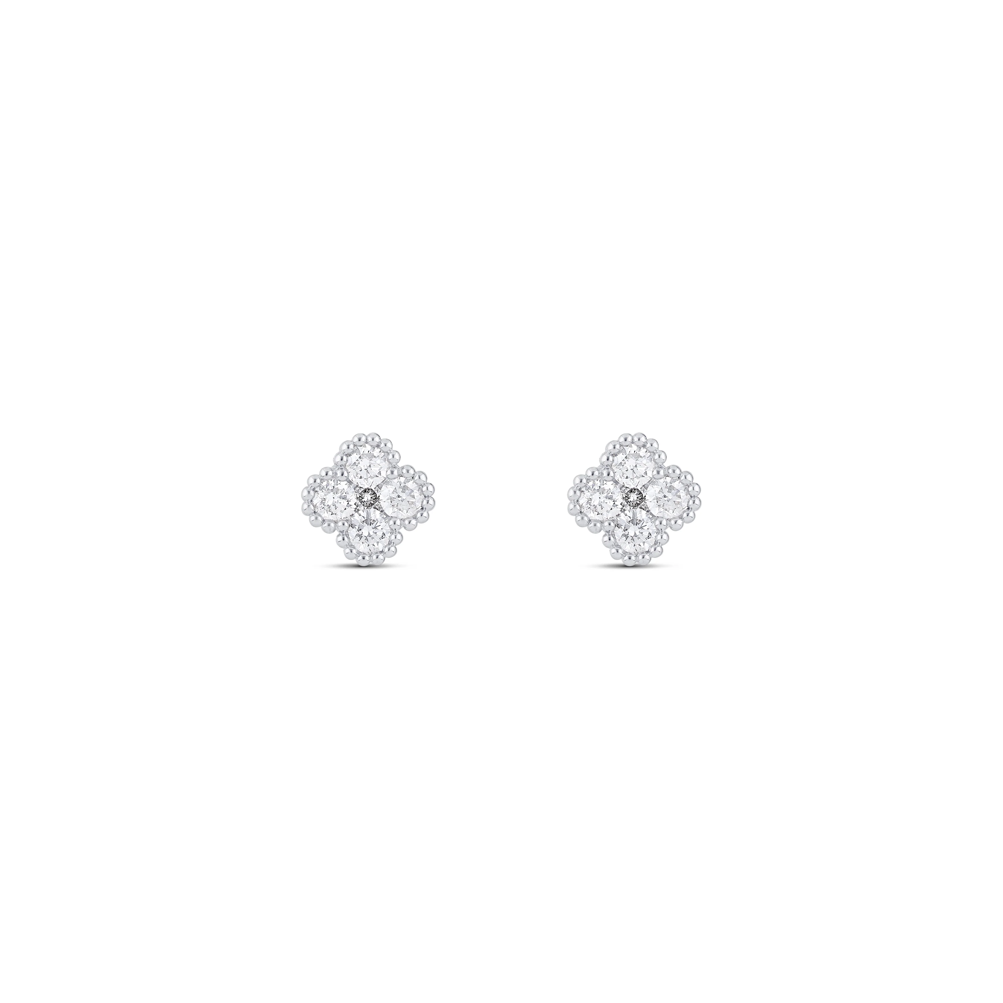 14K White Gold Round Diamond Cluster Stud Earrings