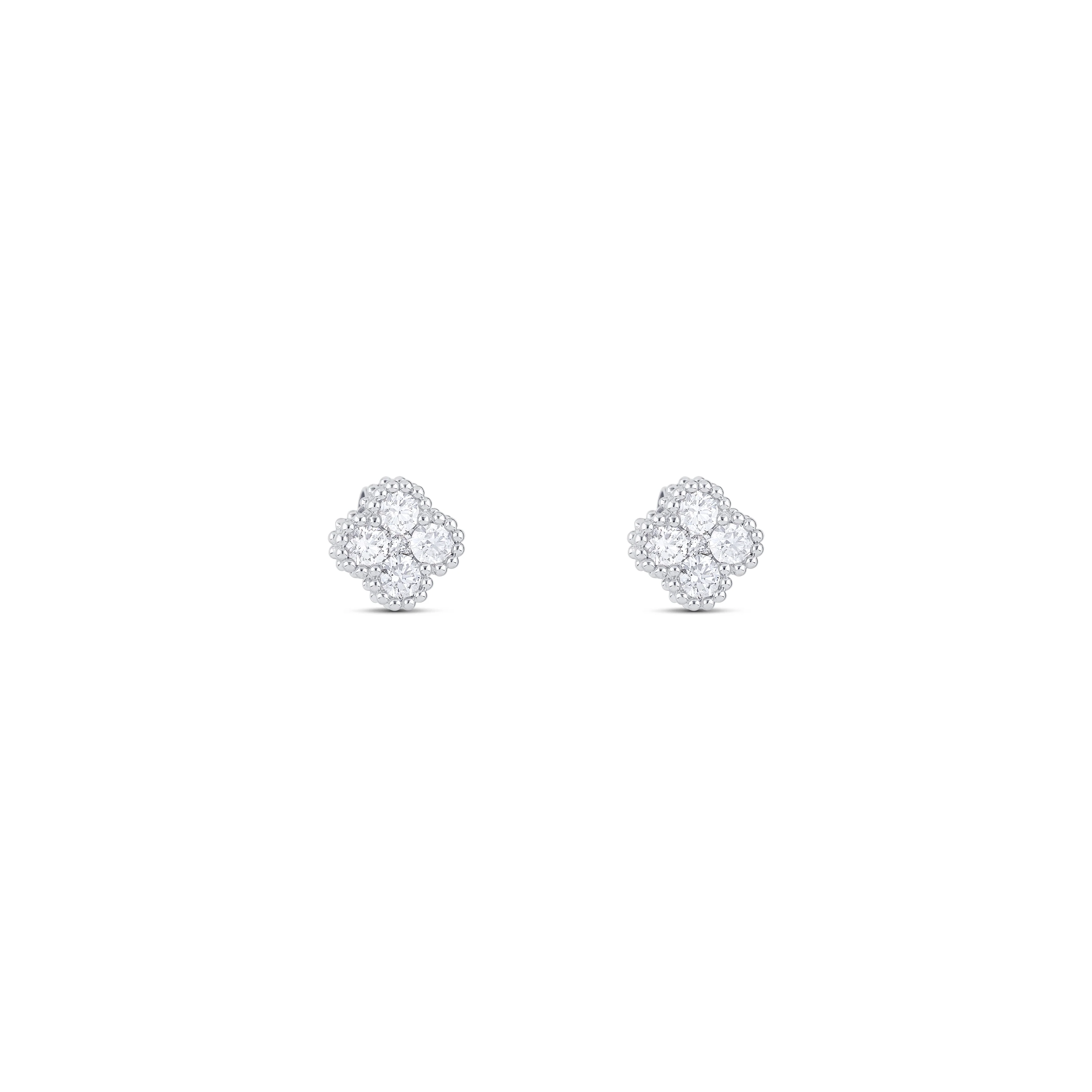 14K White Gold Round Diamond Cluster Stud Earrings - Image 3