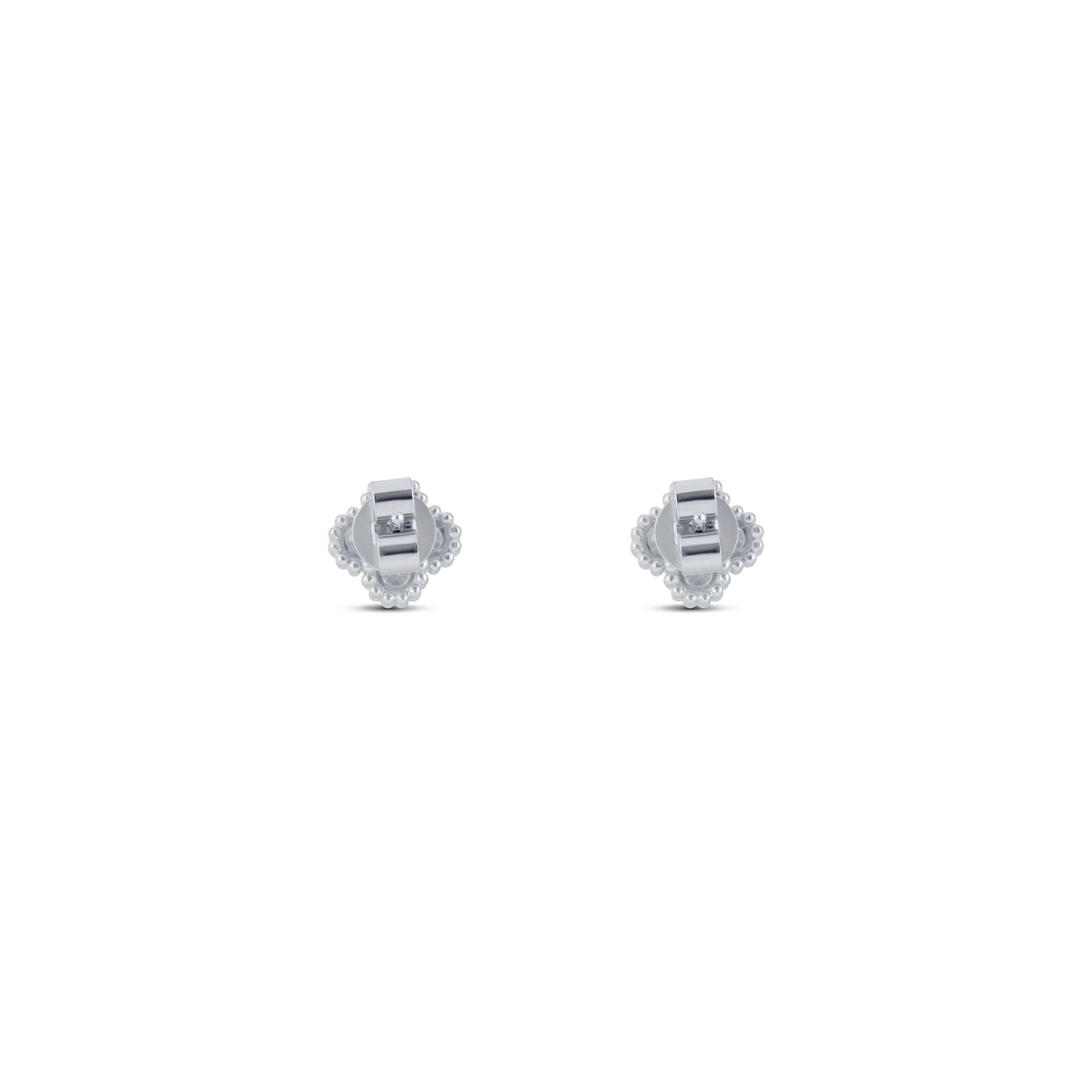 14K White Gold Round Diamond Cluster Stud Earrings - Image 4