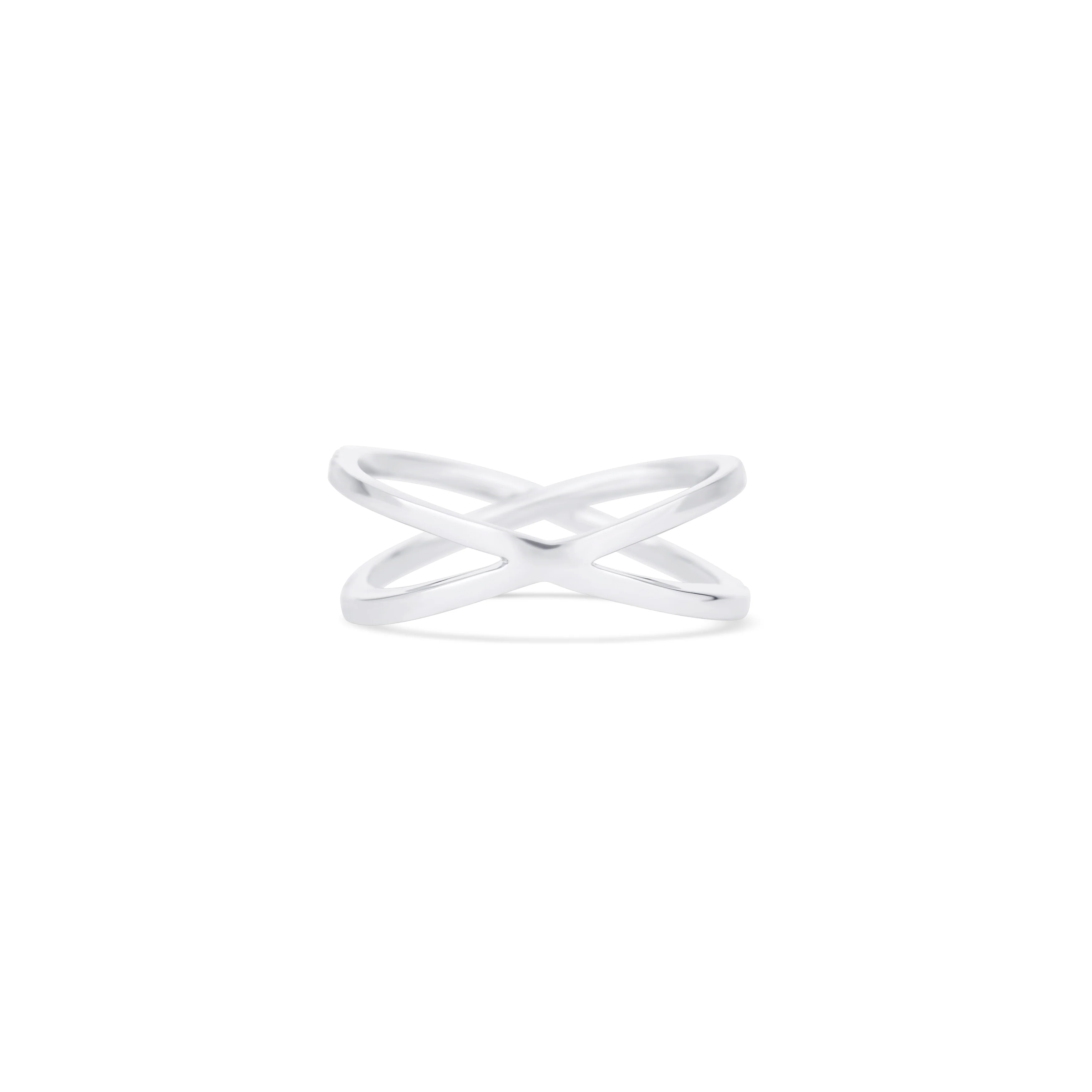 14K White Gold Round Diamond Criss-Cross Ring - Image 4