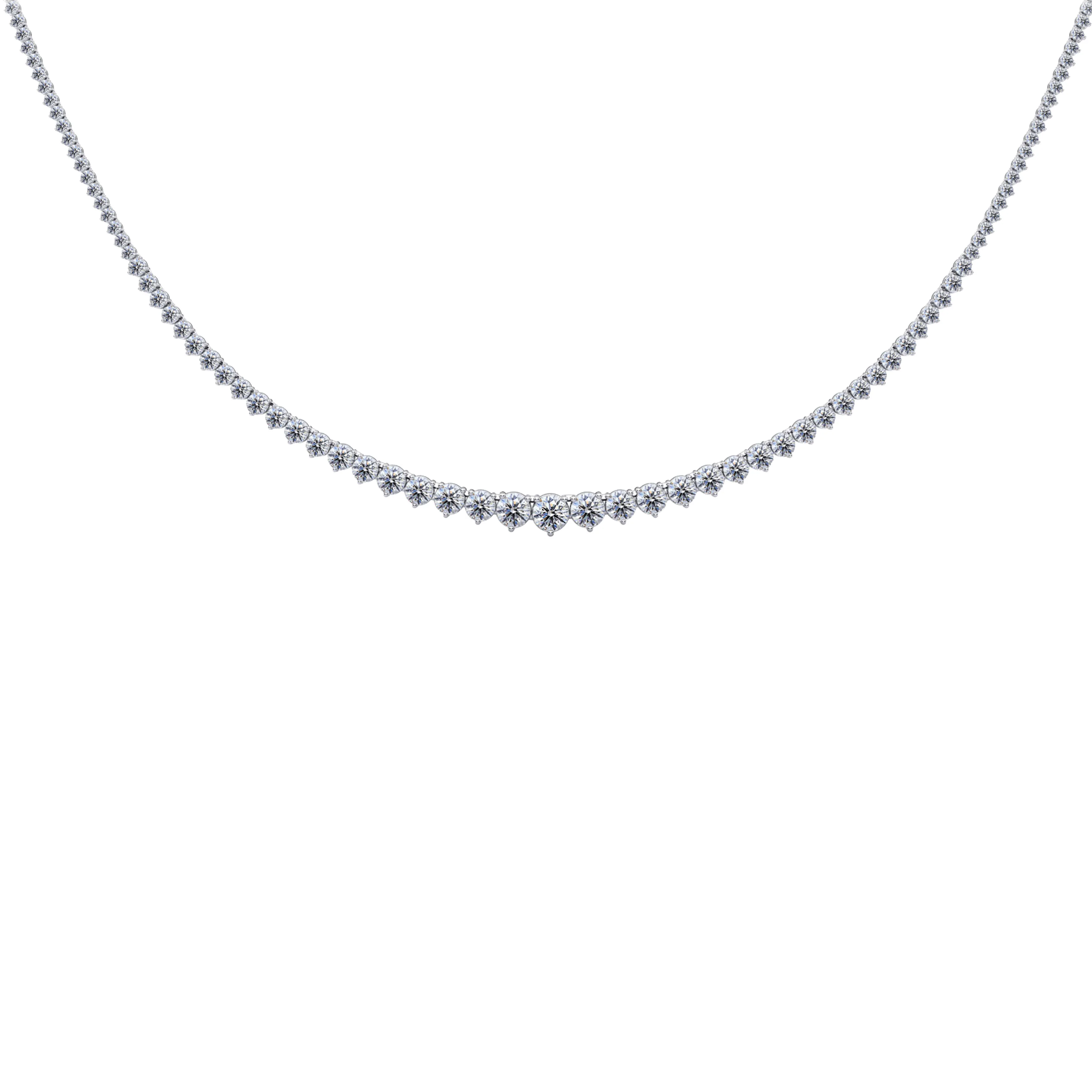 14K White Gold Round Diamond Line Necklace 5.3CTW
