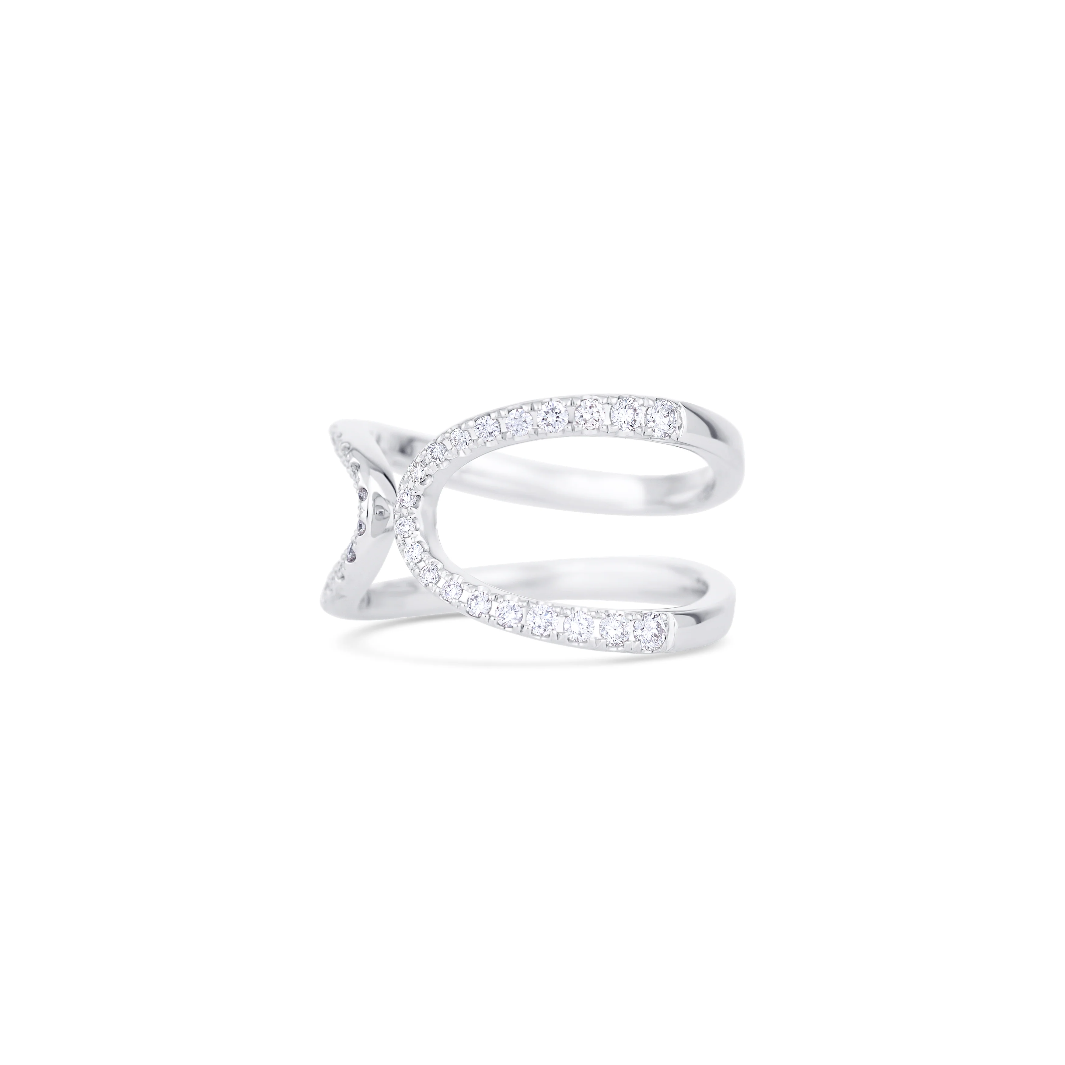 14K White Gold Round Diamond Loop Ring - Image 2