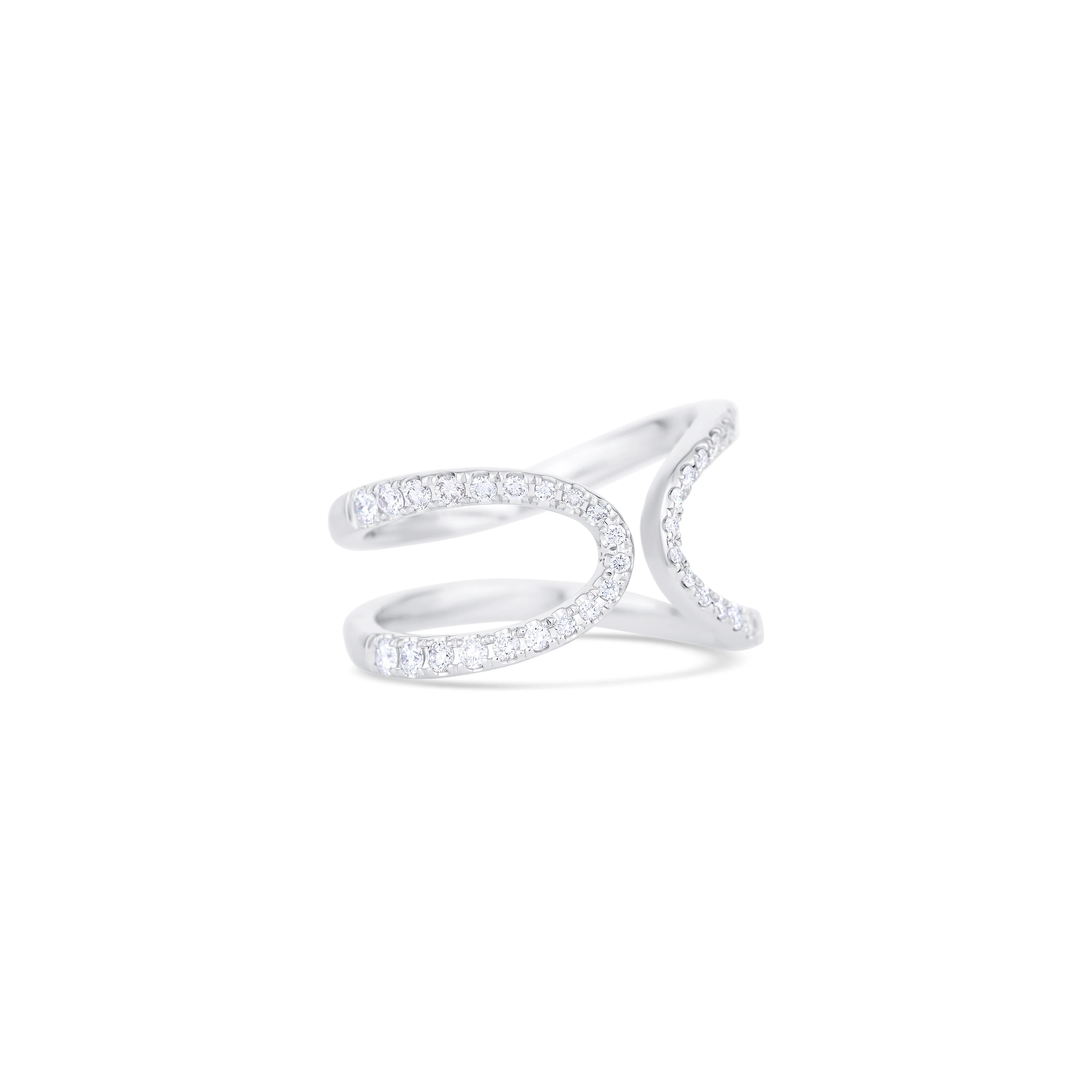 14K White Gold Round Diamond Loop Ring - Image 3