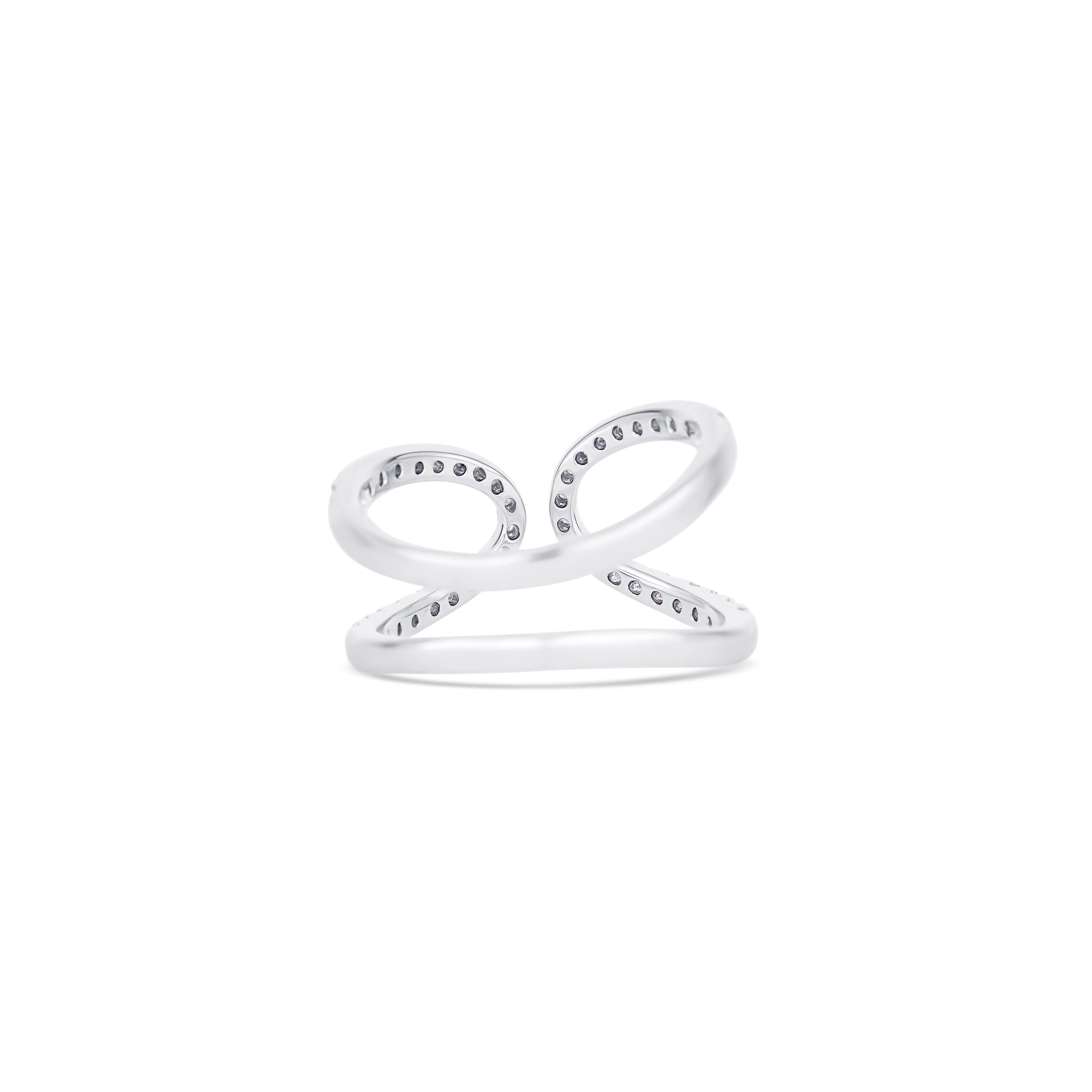 14K White Gold Round Diamond Loop Ring - Image 4