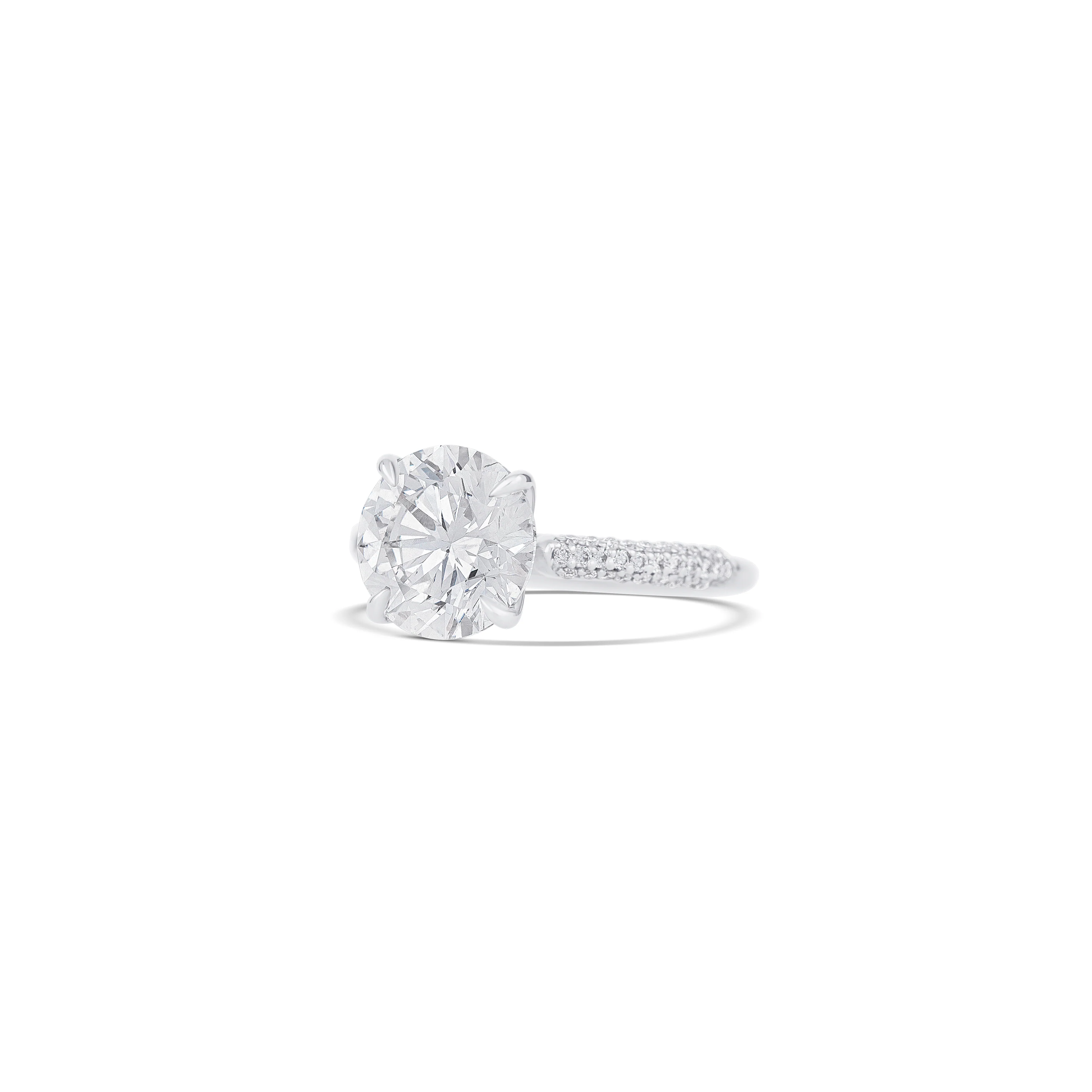 14K White Gold Round Diamond Three-Row Pave Engagement Ring - Image 2