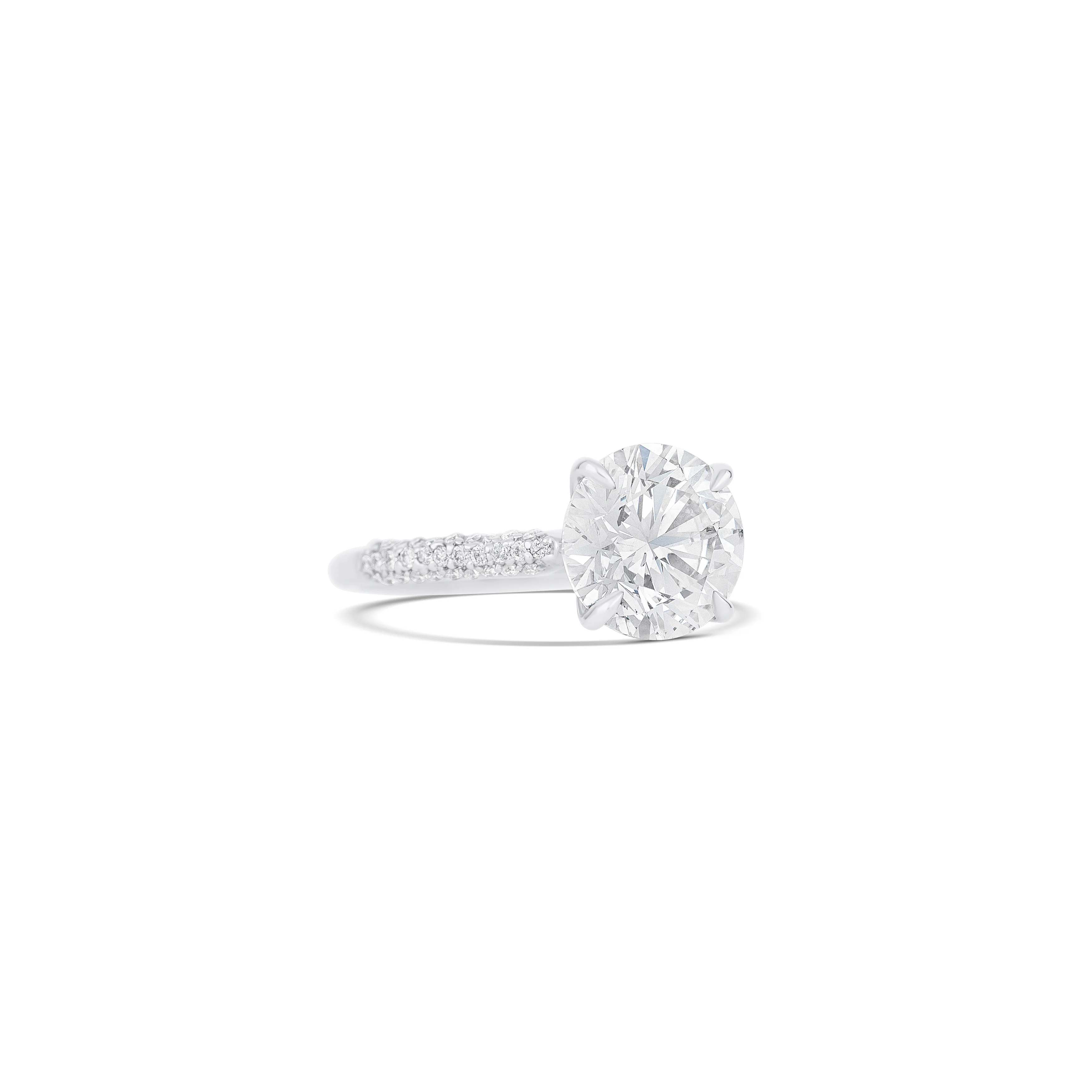 14K White Gold Round Diamond Three-Row Pave Engagement Ring - Image 3