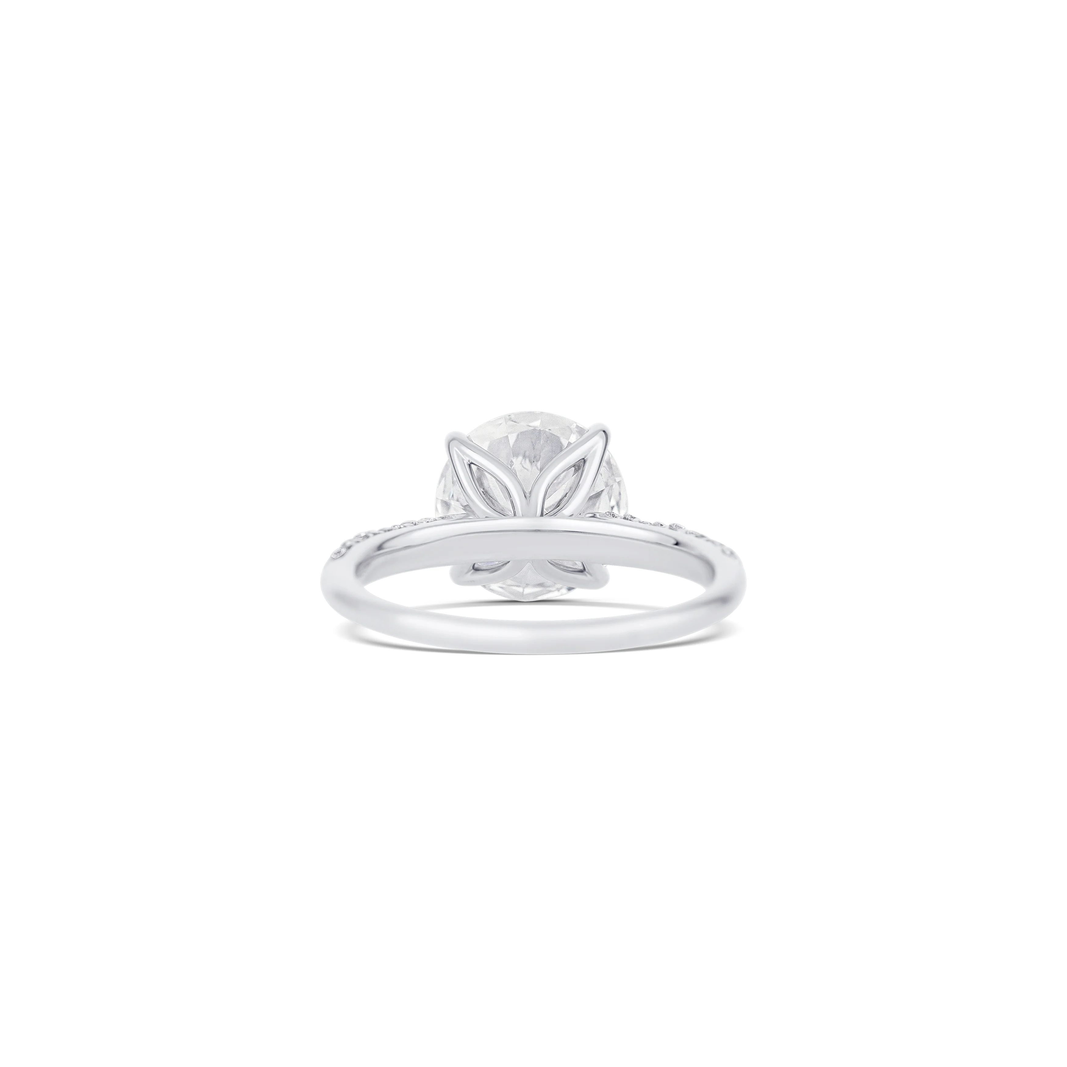 14K White Gold Round Diamond Three-Row Pave Engagement Ring - Image 4