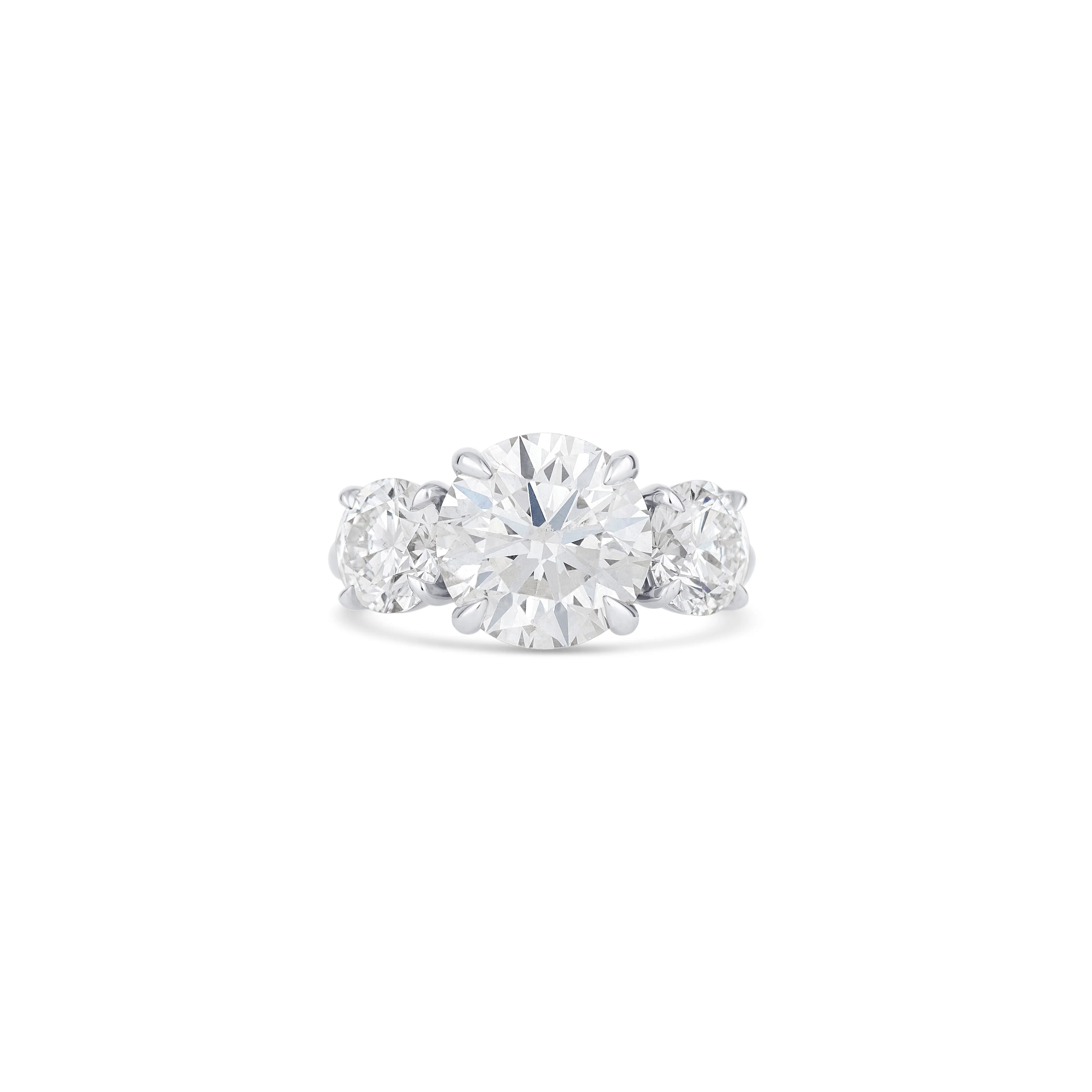 14K White Gold Round Diamond Three Stone Engagement Ring