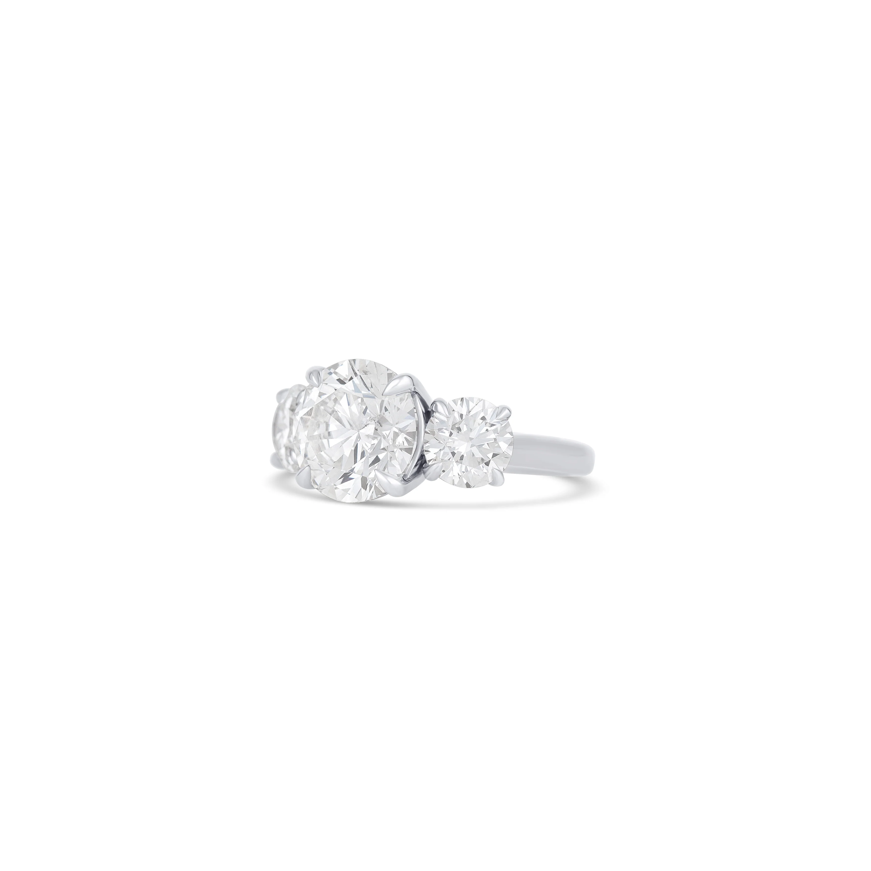 14K White Gold Round Diamond Three Stone Engagement Ring - Image 2