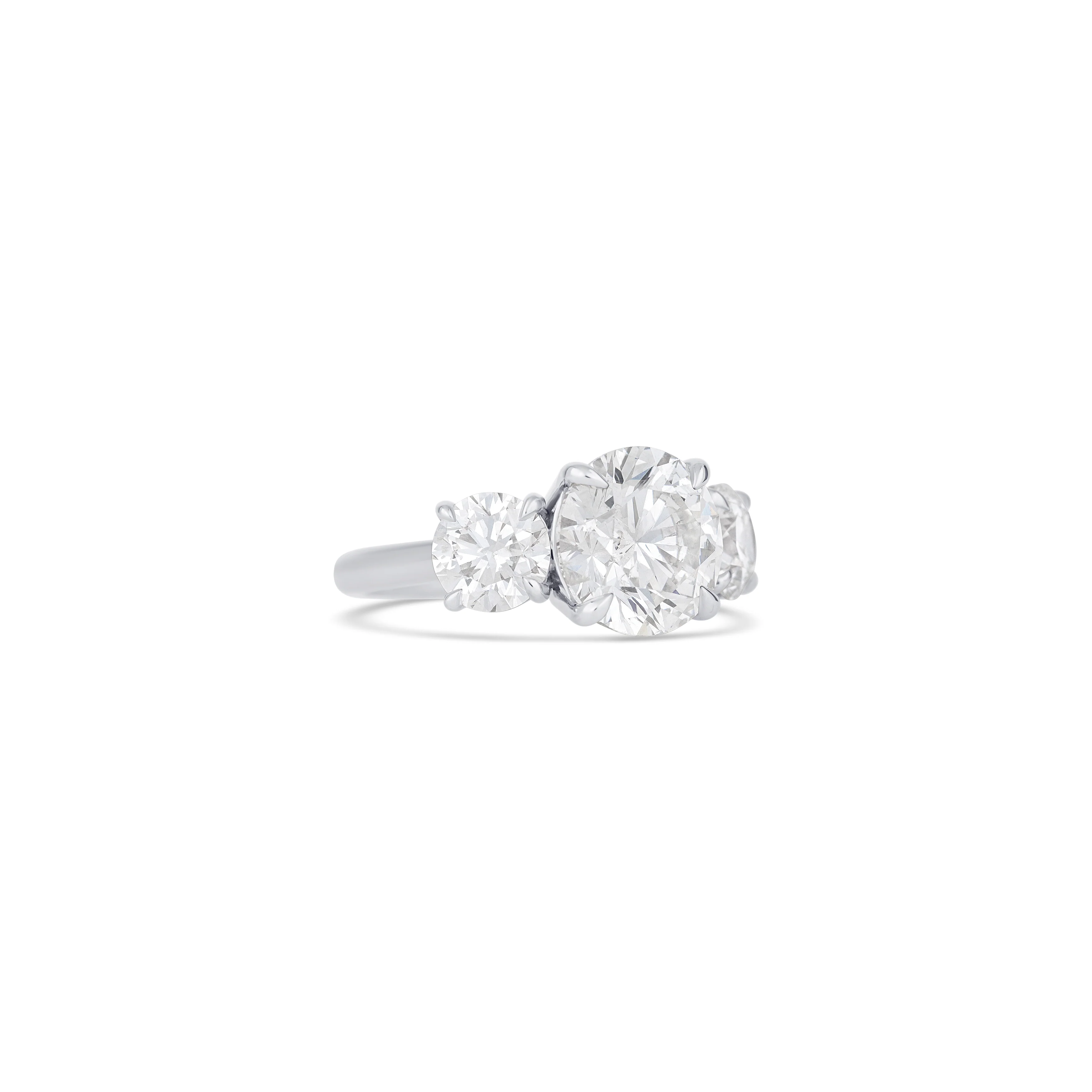 14K White Gold Round Diamond Three Stone Engagement Ring - Image 3