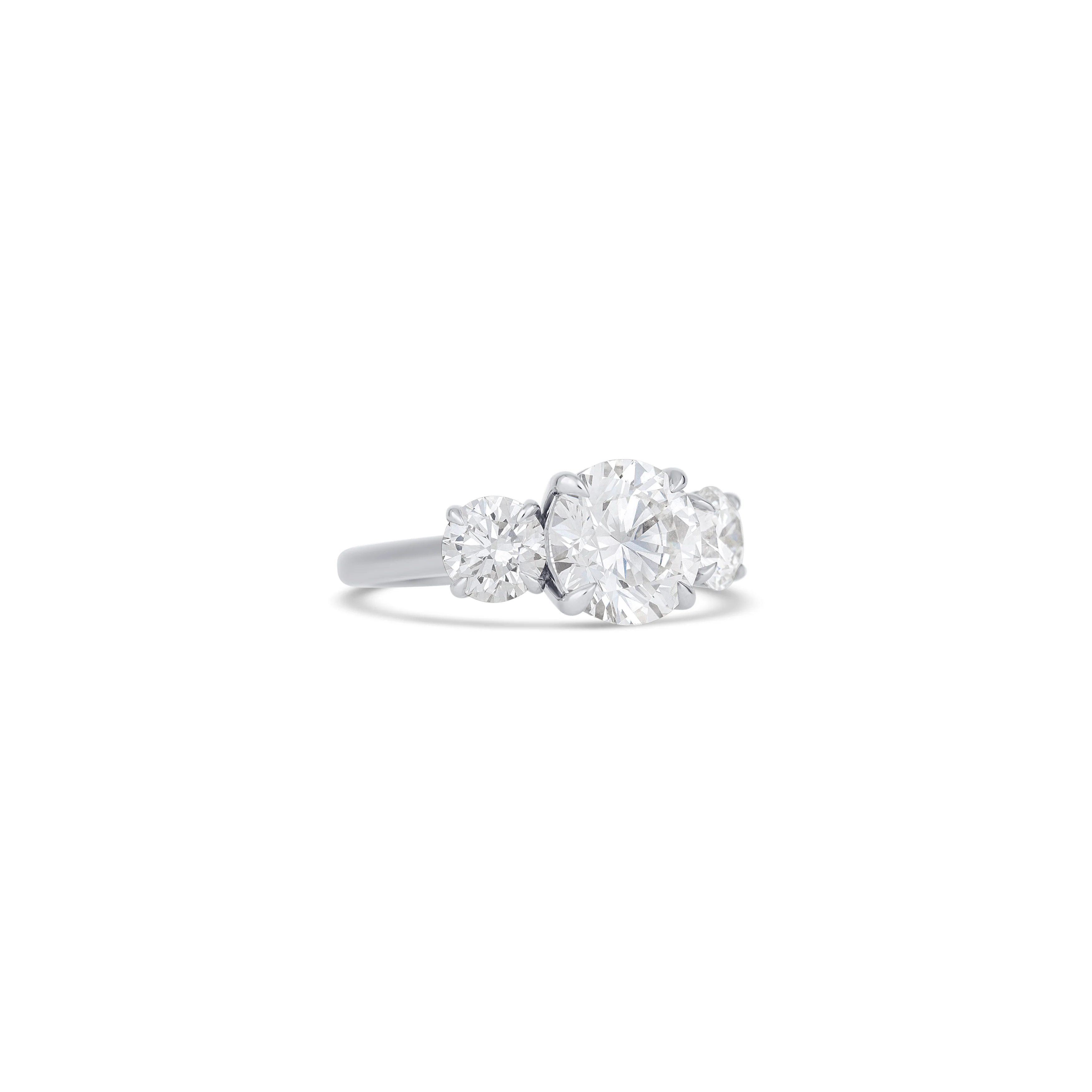14K White Gold Round Diamond Three Stone Engagement Ring - Image 3