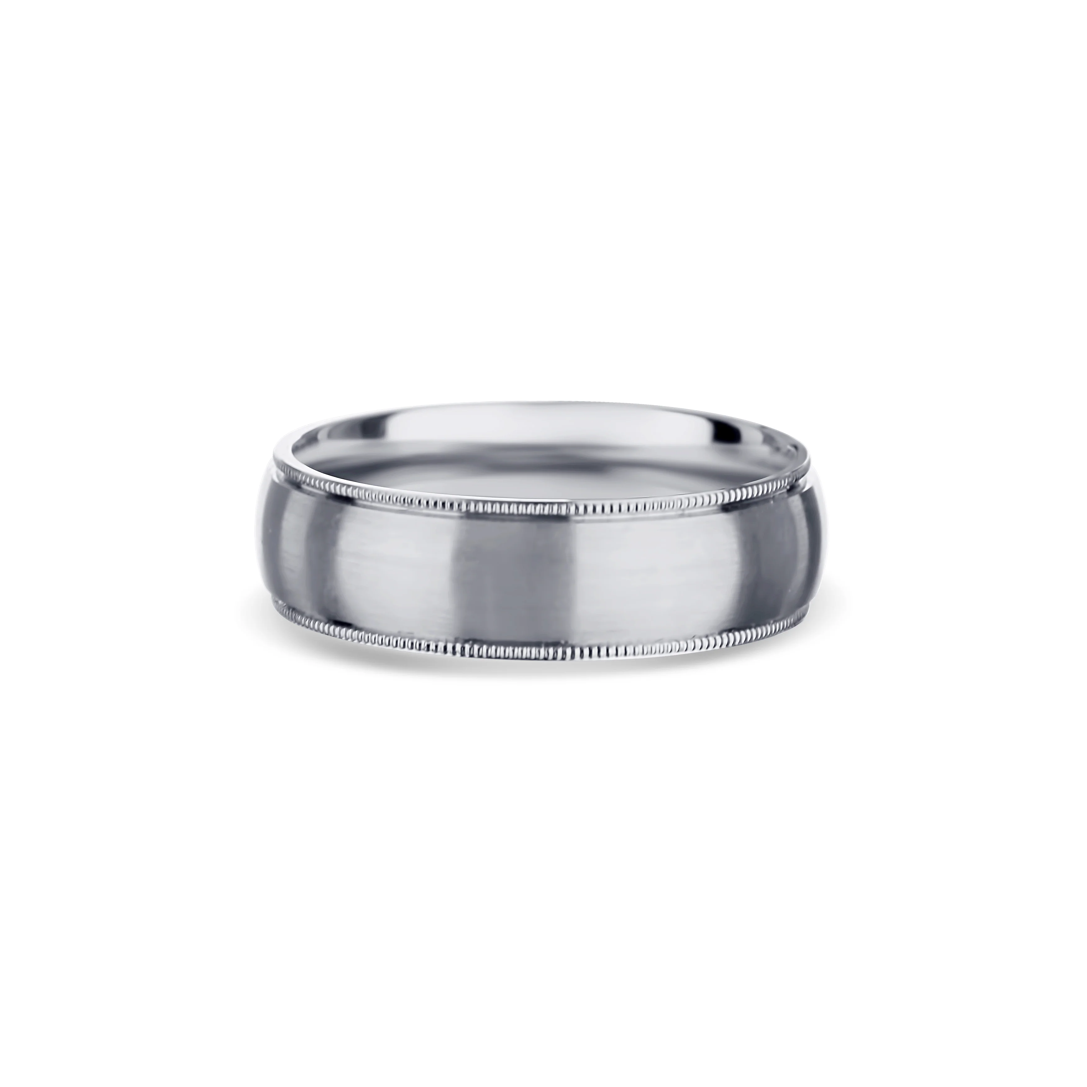 14K White Gold Round Edge Low Dome Wedding Band