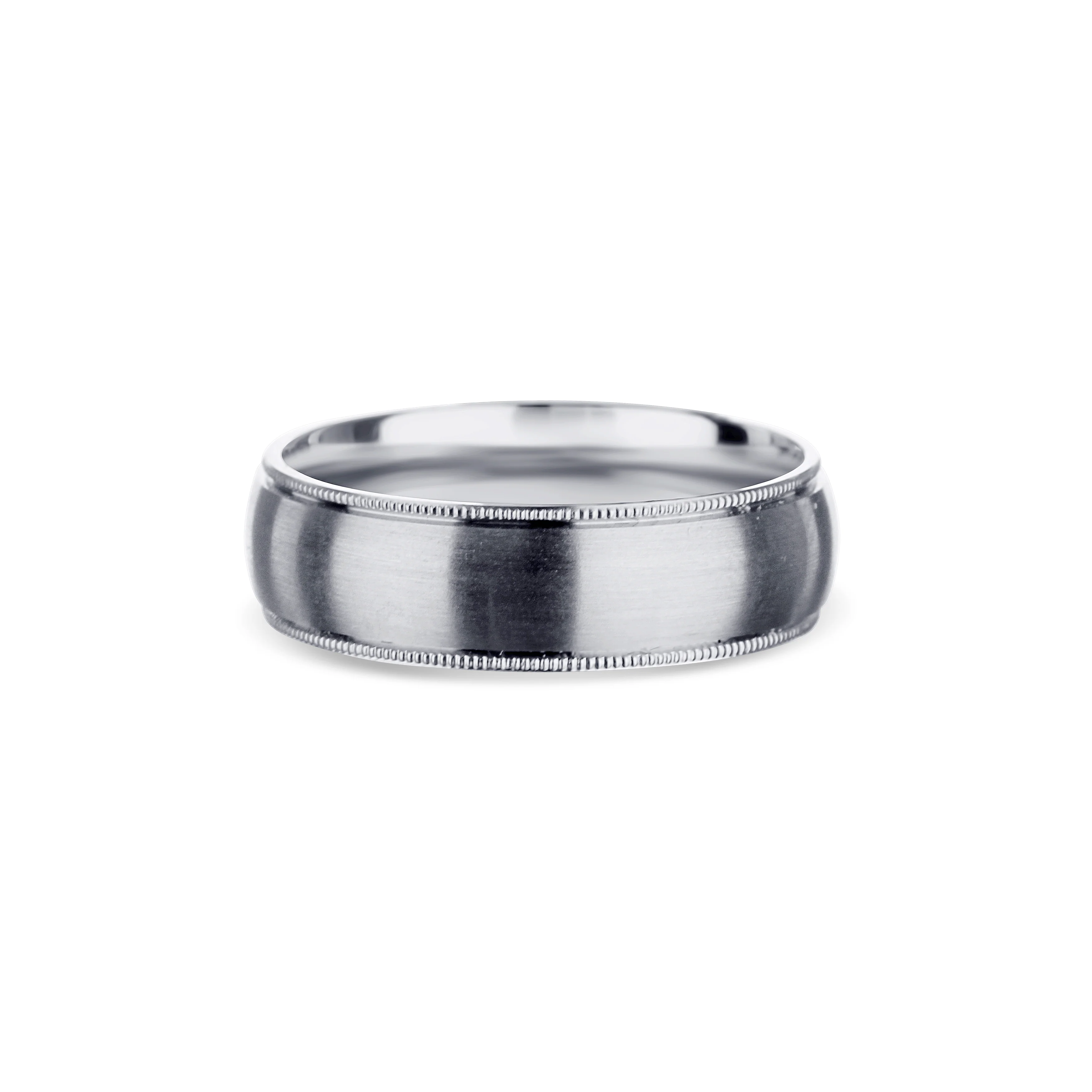 14K White Gold Round Edge Low Dome Wedding Band - Image 2