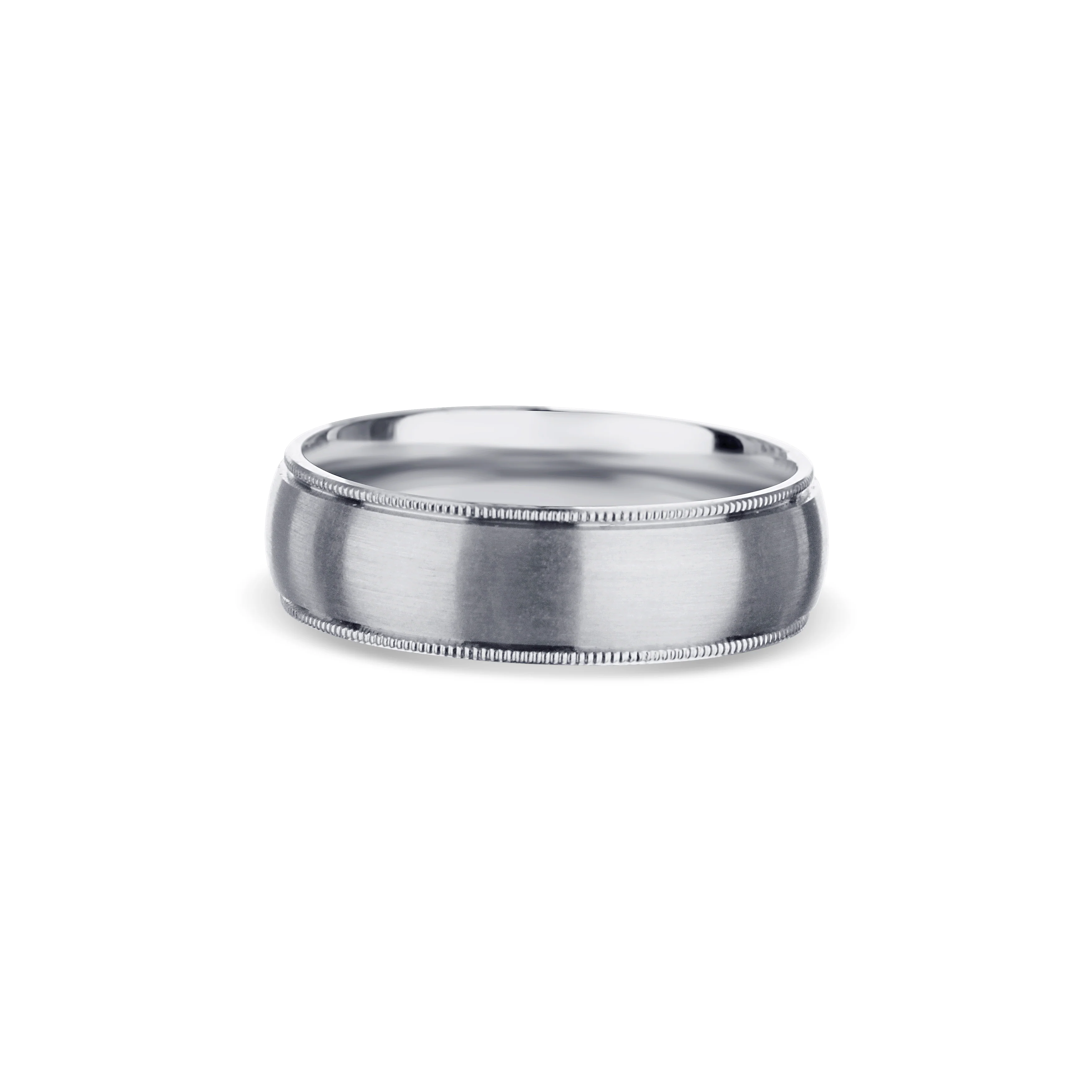 14K White Gold Round Edge Low Dome Wedding Band - Image 3